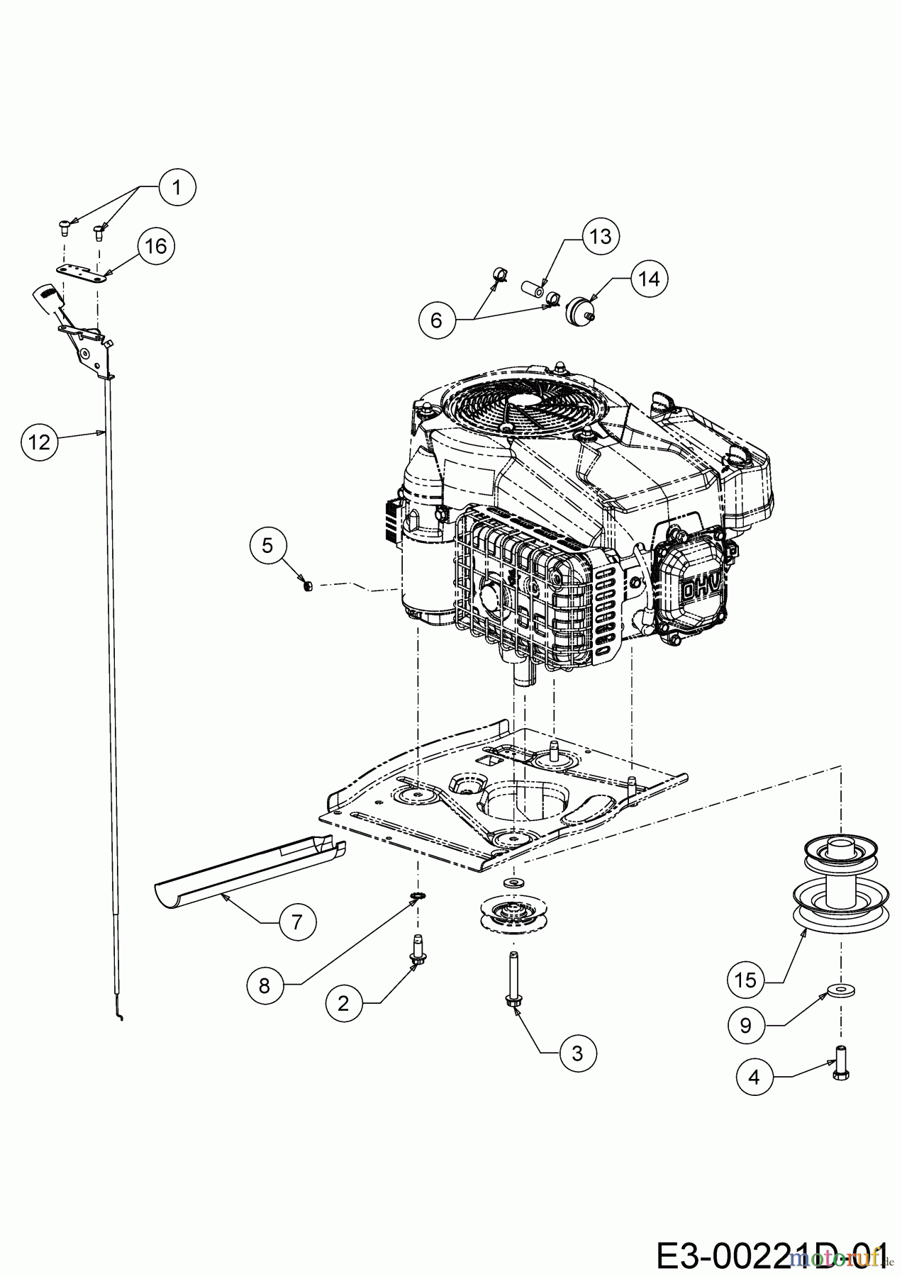 MTD Rasentraktoren Mnirider 76 RDHE 13B721SD600 (2020) Choke- und Gaszug, Motorkeilriemenscheibe, Motorzubehör