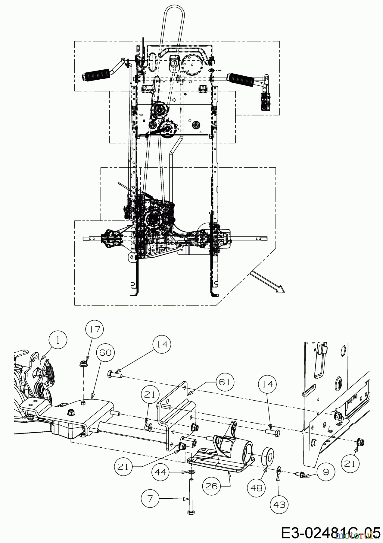 Helington Rasentraktoren H 105 HK 13AG71KN686 (2019) Lagerblock, Montagewinkel rechts