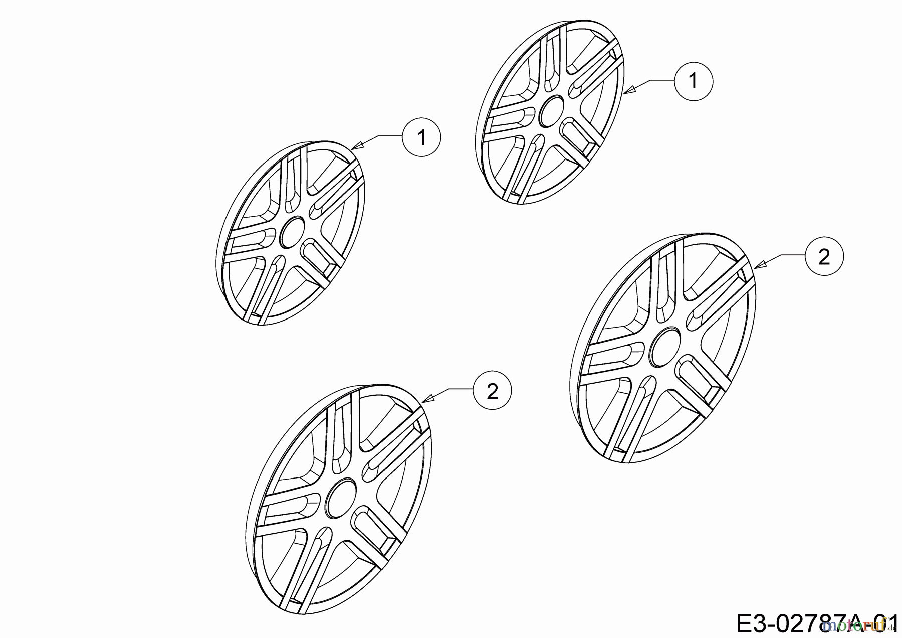Mr.Gardener Motormäher mit Antrieb HW 53 BA-2 12B-PN7B629 (2020) Radkappen