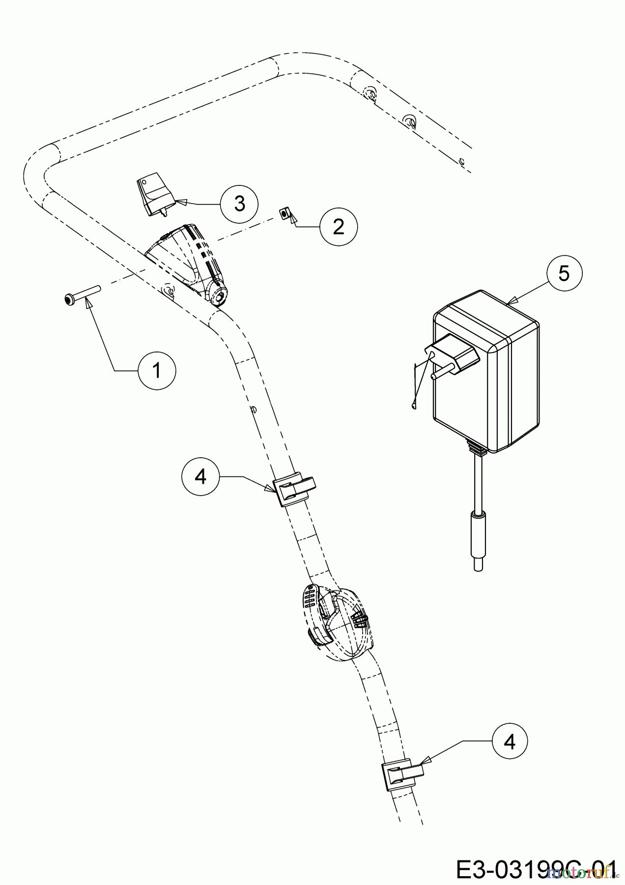 MTD Motormäher mit Antrieb 53 SPOSE 12AEPCS7678 (2019) Kabelführung, Ladegerät