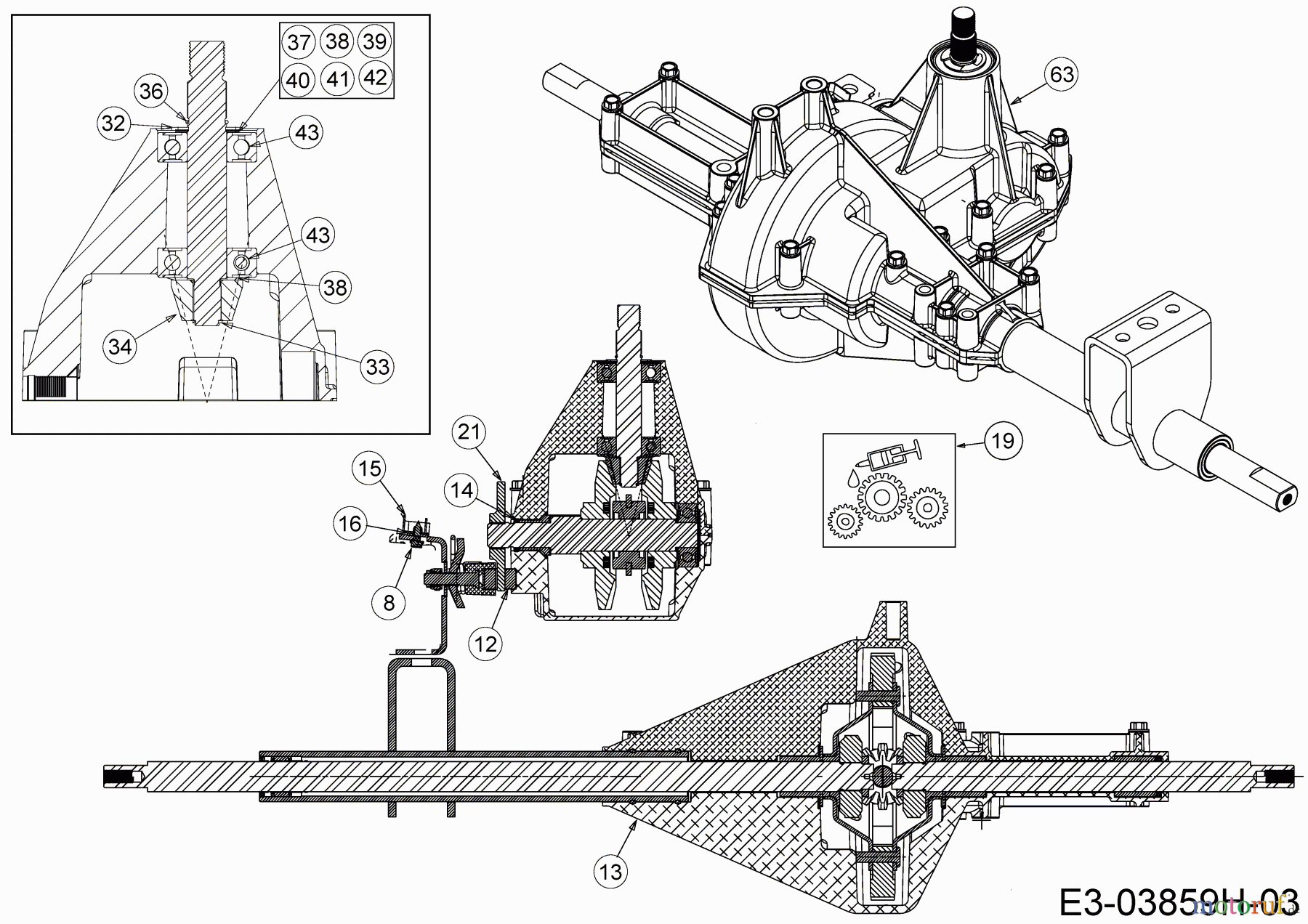 Dormak Rasentraktoren TXT 36 DK 13A776SE699 (2020) Getriebe 1