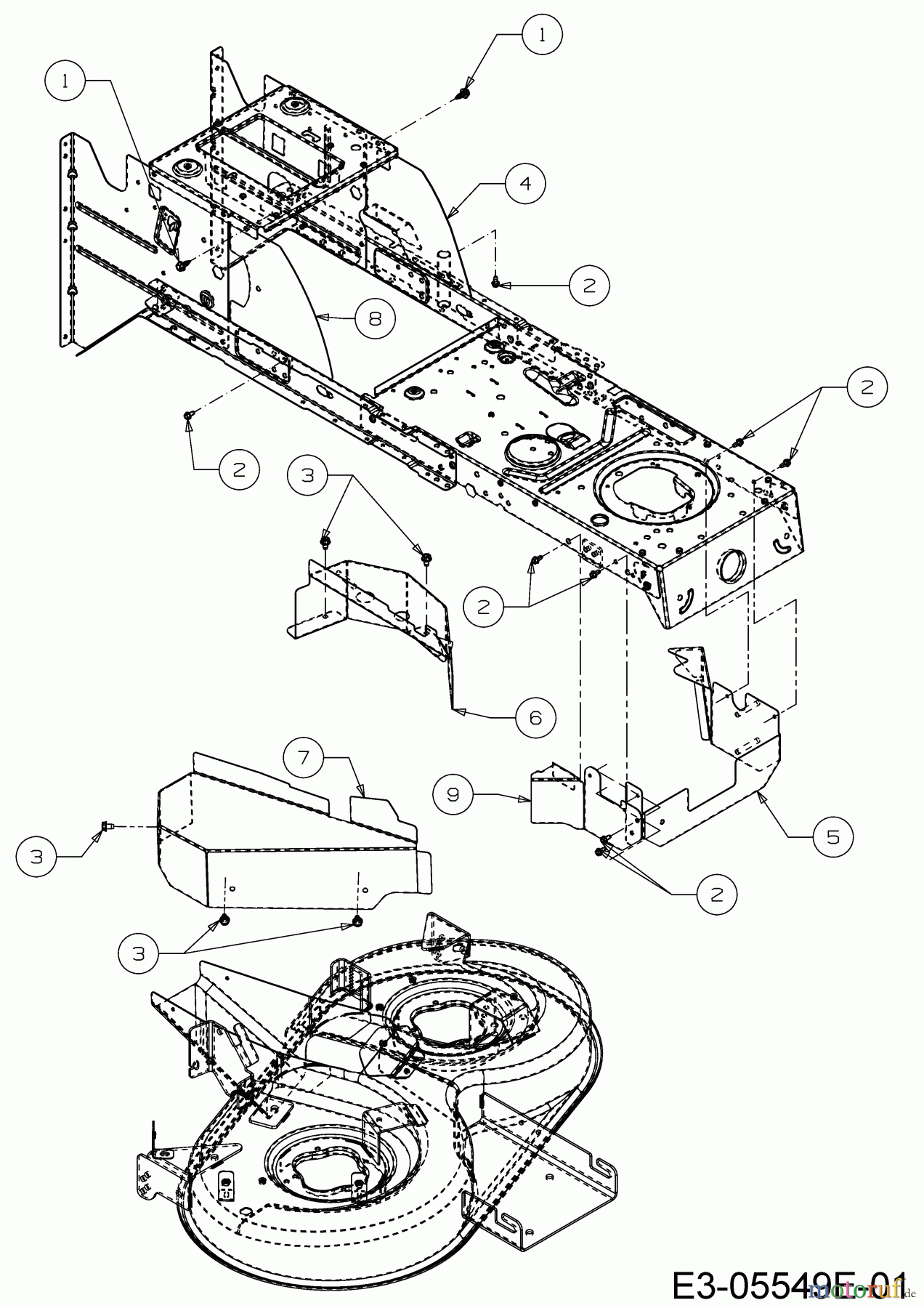Helington Rasentraktoren H 92 H 13A871KE686 (2020) Abdeckungen Mähwerk E (36
