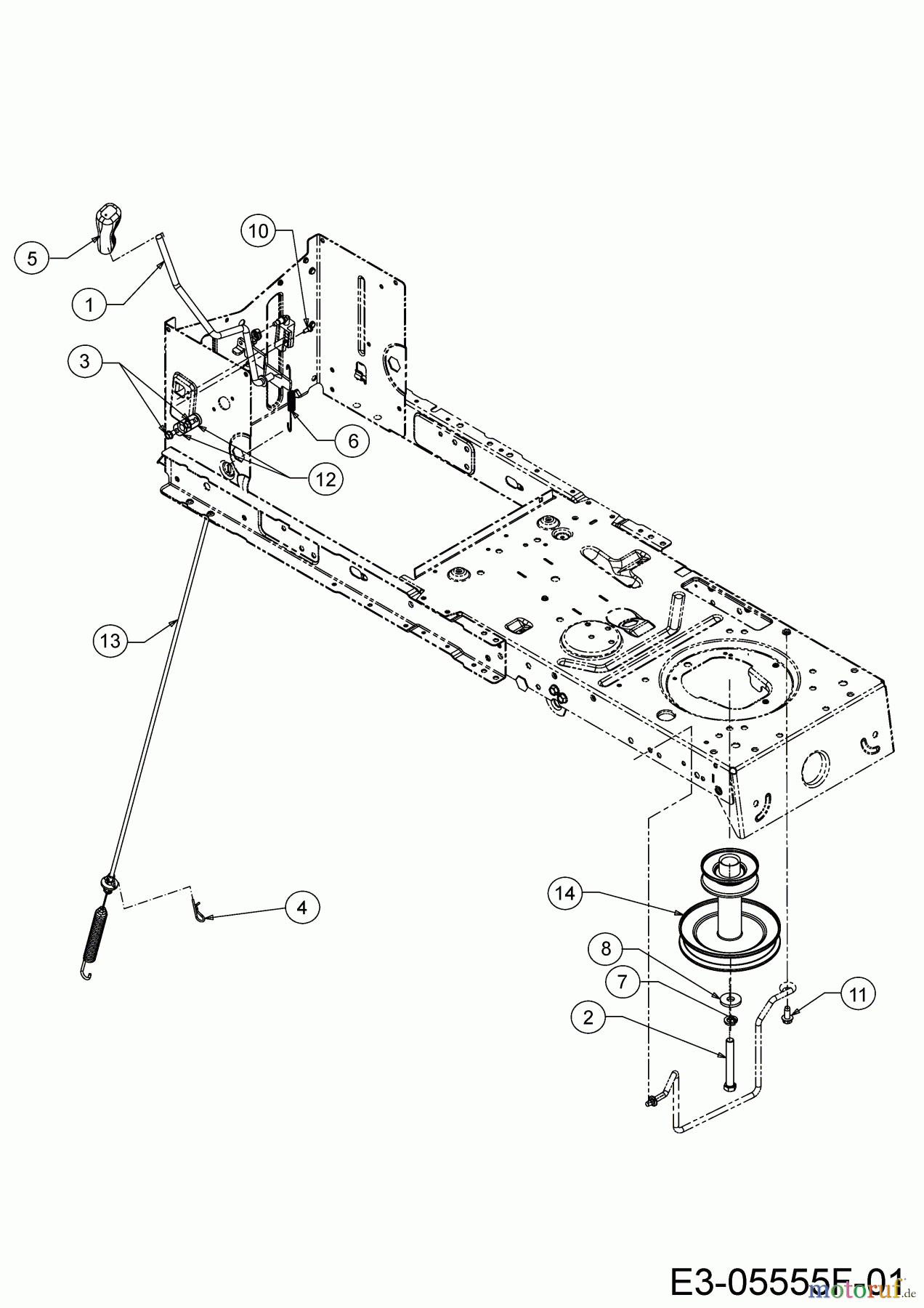 MTD Rasentraktoren Smart RG 145 13IM76KG600 (2020) Mähwerkseinschaltung, Motorkeilriemenscheibe