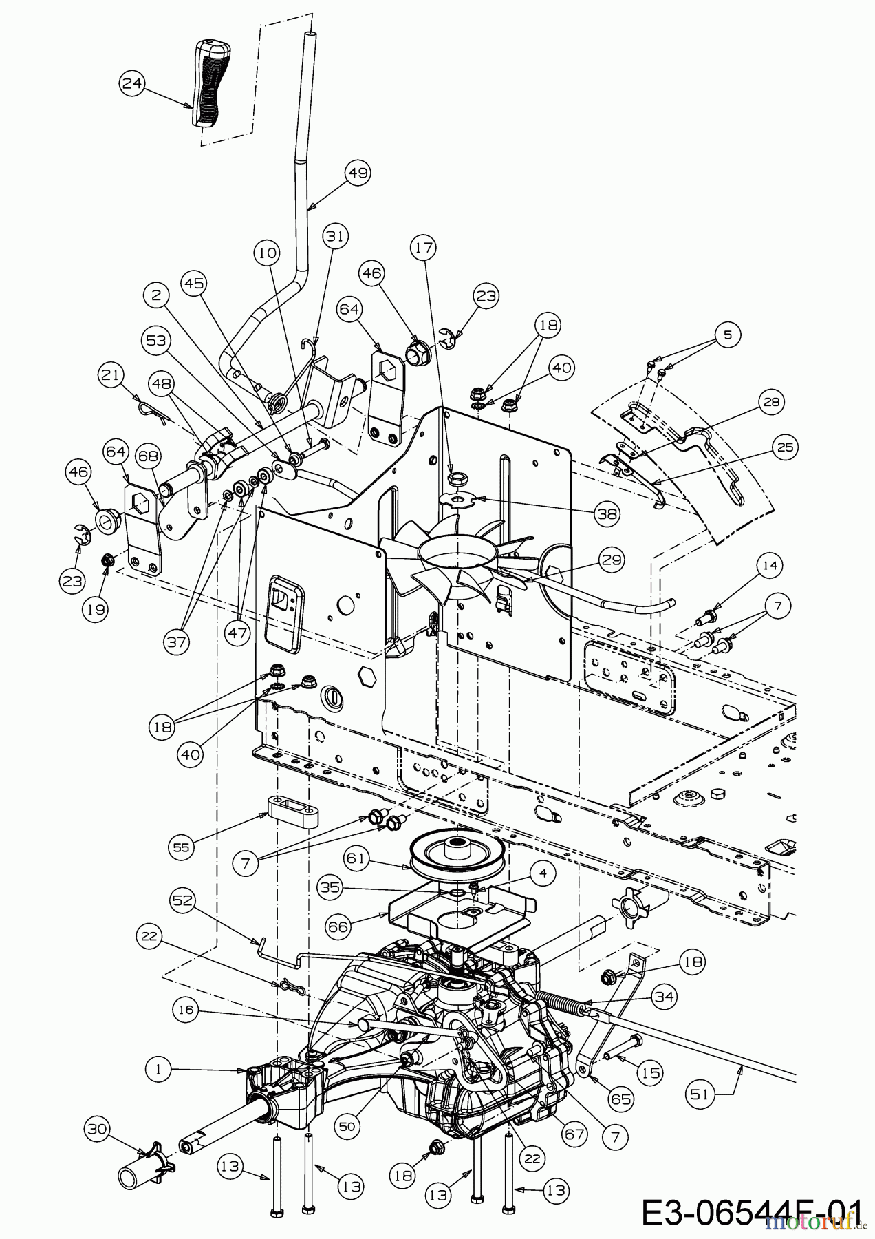 Helington Rasentraktoren H 96 H 13A879KG686 (2020) Fahrantrieb, Hydrostat, Schalthebel