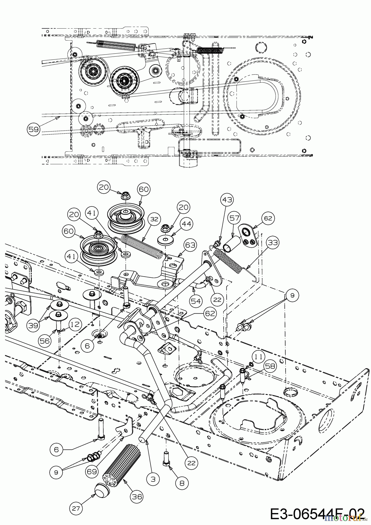  Helington Rasentraktoren H 96 H 13A879KG686  (2020) Fahrantrieb, Keilriemen, Pedal