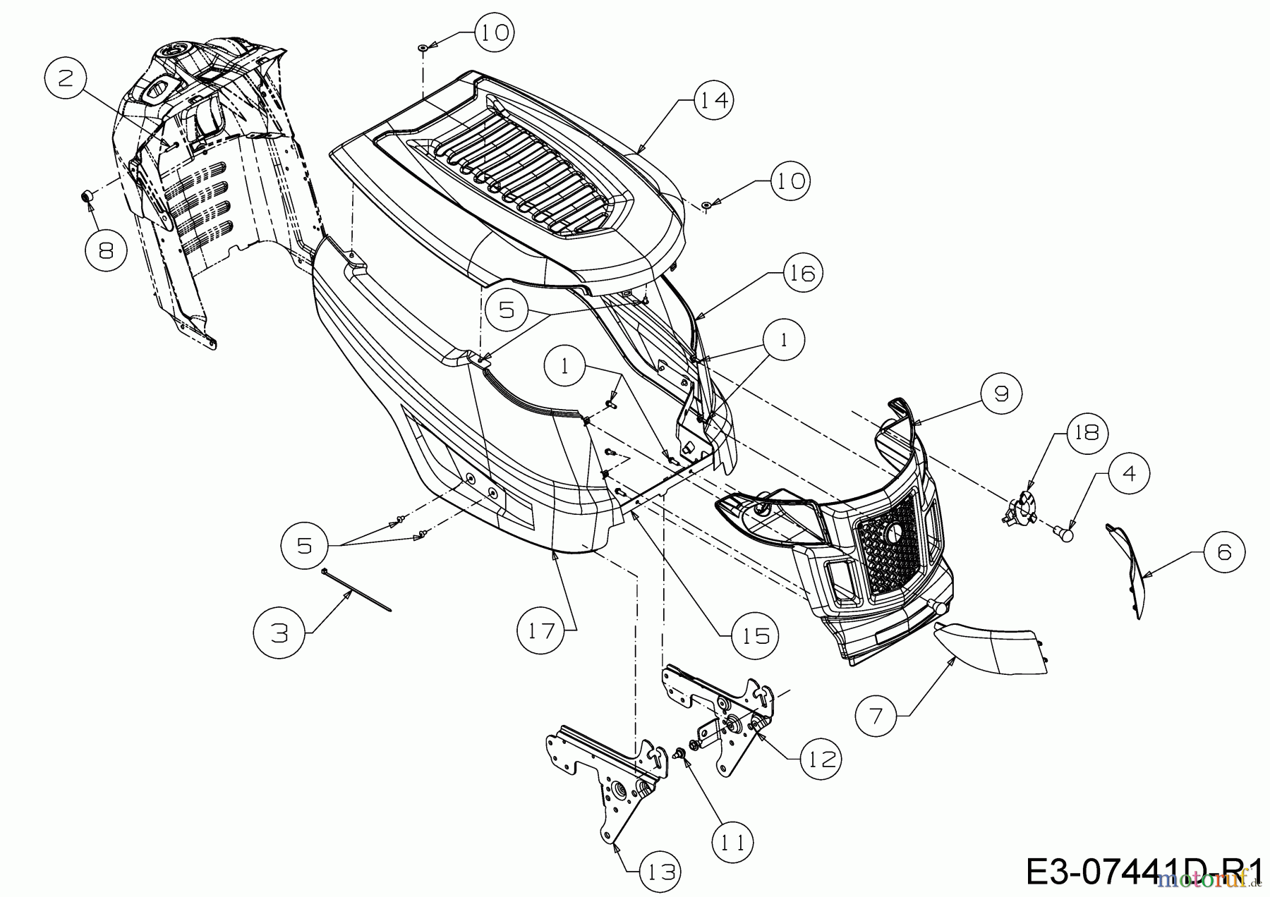MTD Rasentraktoren Smart RC 125 13IH76KC600 (2020) Motorhaube K-Style