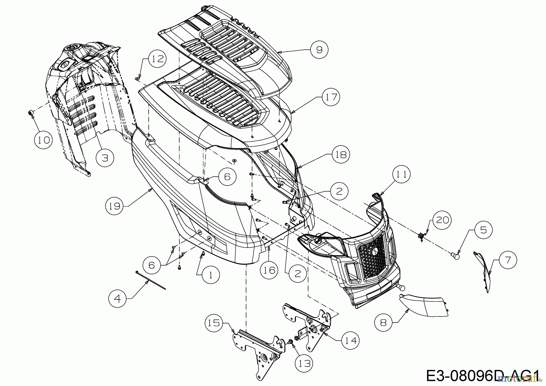 Bestgreen Rasentraktoren BG PRO 107 HSBK 13HM79KG655 (2019) Motorhaube K-Style