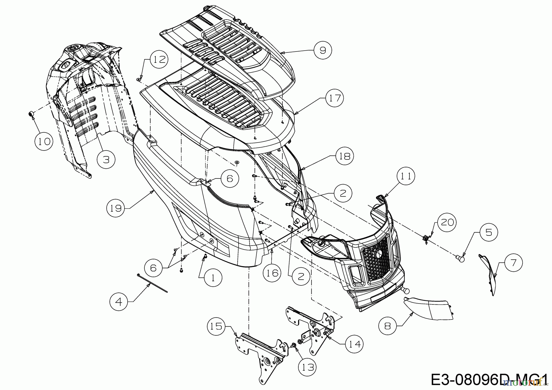B Power Rasentraktoren BT 145-96 LH 13IM79KF648 (2018) Motorhaube K-Style
