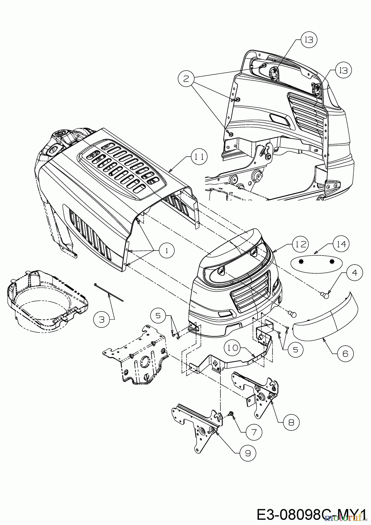 Riwall Rasentraktoren RLT 92 H 13AB715E623 (2019) Motorhaube 5-Style