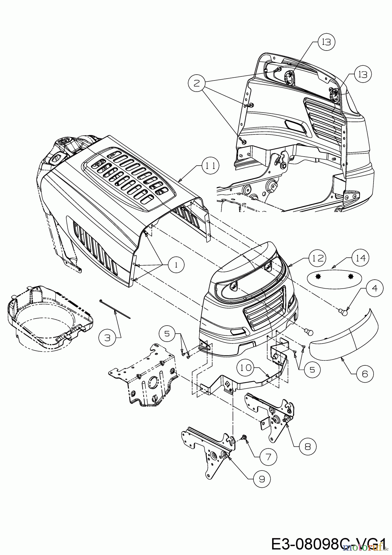 Cmi Rasentraktoren 96-125 13HH765F620 (2019) Motorhaube 5-Style