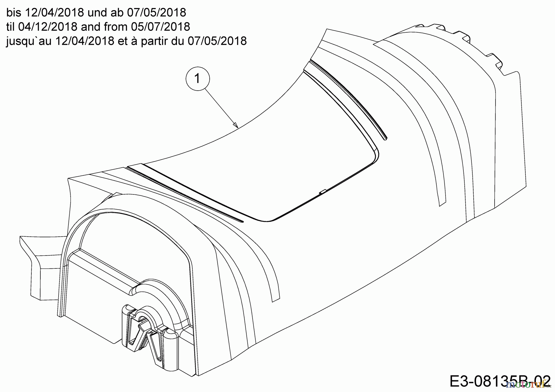 MTD Motormäher mit Antrieb Smart 46 SPB 12B-TA5B600 (2018) Abdeckung Vorderachse bis 12/04/2018 und ab 07/05/2018