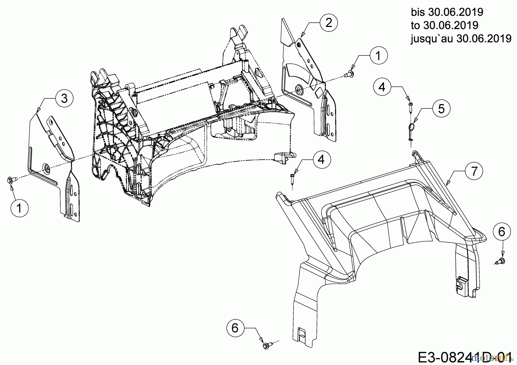 MTD Motormäher mit Antrieb Advance 53 SPKVHW 12AKPN7D600 (2019) Abdeckung hinten, Holmbraketten bis 30.06.2019