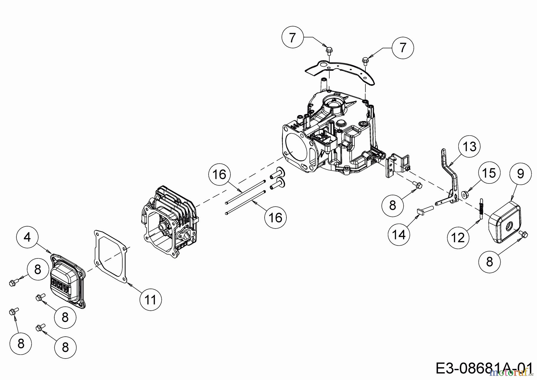 MTD-Motoren Vertikal 1T65RHC 752Z1T65RHC (2019) Reglerhebel, Ventildeckel