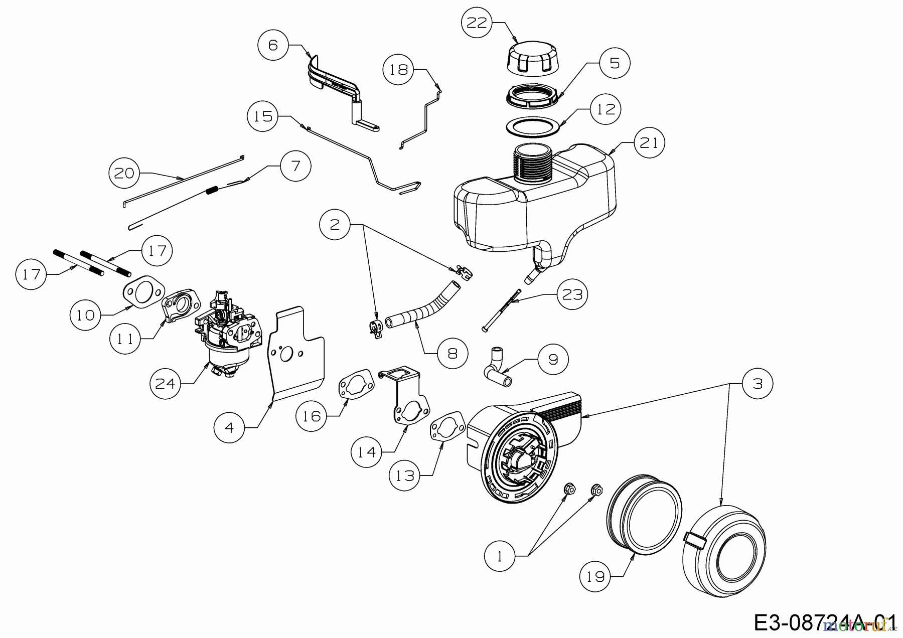 MTD-Motoren Vertikal 5T65RHA 752Z5T65RHA (2019) Luftfilter, Reglergestänge, Tank, Vergaser