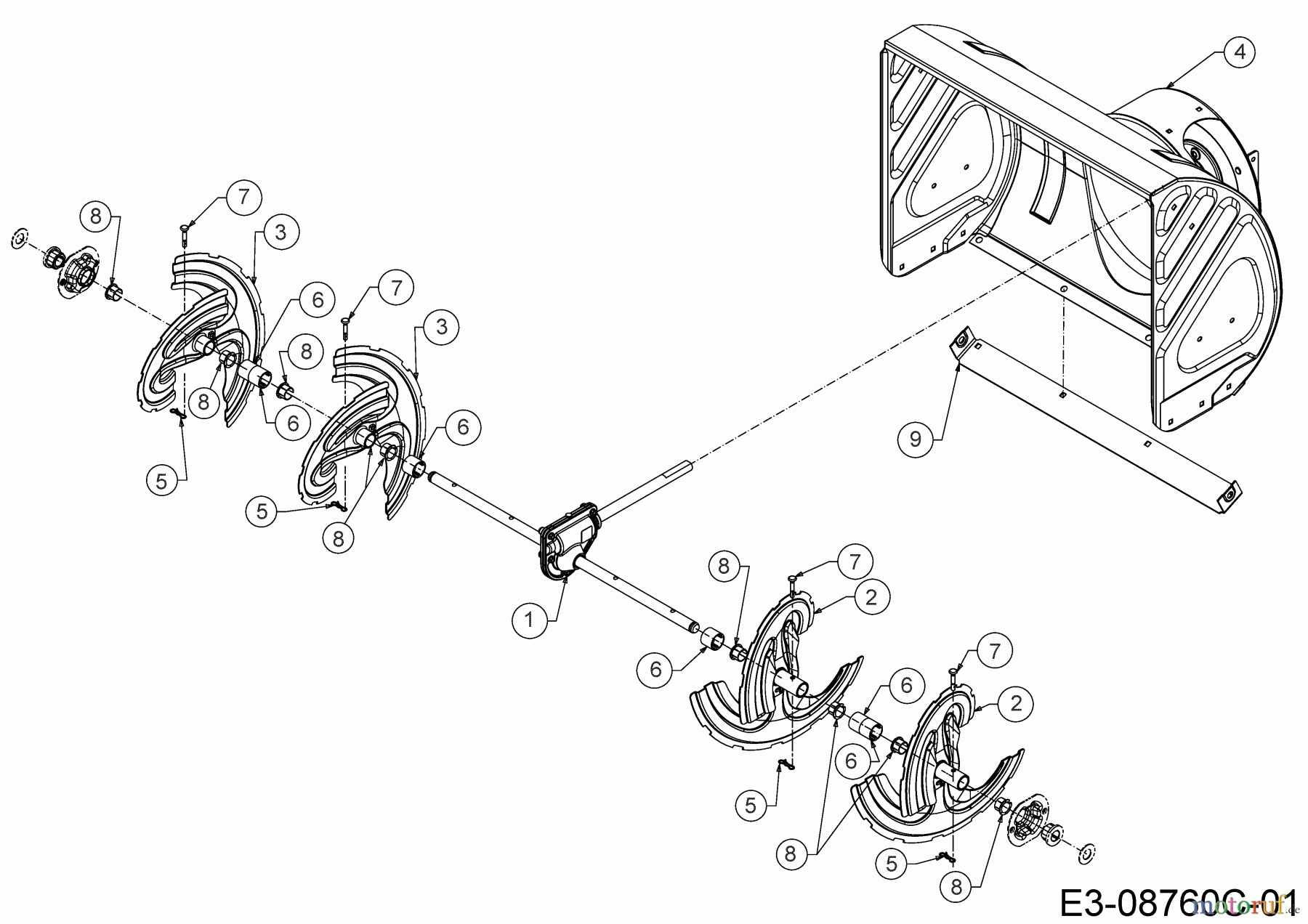 MTD Schneefräsen Optima ME 66 T 31BY7FT3678 (2021) Fräsgehäuse, Schnecke, Schneckenantrieb