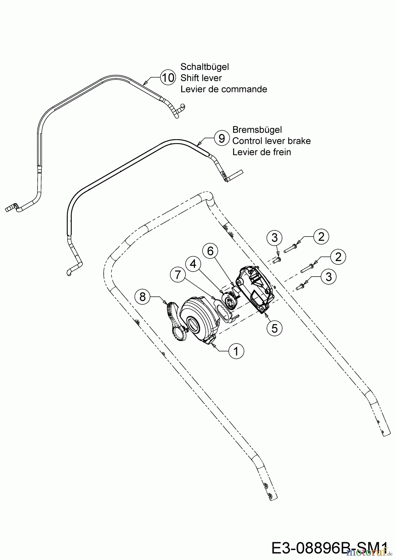  Mr.Gardener Motormäher mit Antrieb HW 53 BAV-IS 12AGPN7E629  (2020) Bremsbügel, Geschwindigkeitsregelung, Schaltbügel