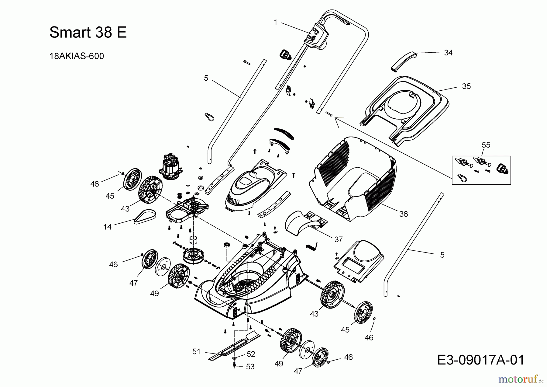  MTD Elektromäher Smart 38 E 18AKIAS-600  (2019) Grundgerät