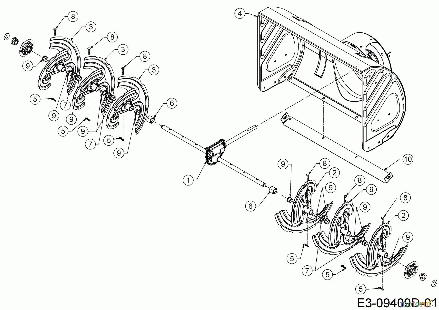 MTD Schneefräsen Optima ME 76 31BY5ET5678 (2021) Fräsgehäuse, Schnecke, Schneckenantrieb