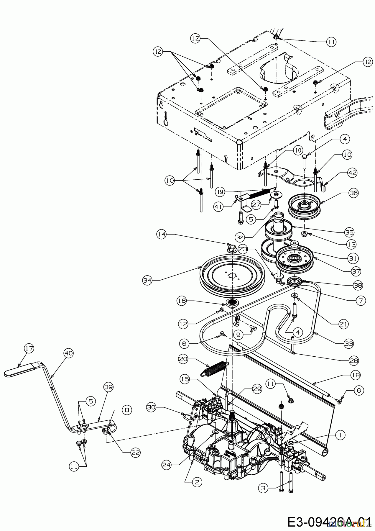  MTD Motormäher mit Antrieb WCM 84 E 12AE76SM678  (2020) Getriebe, Motorkeilriemenscheibe