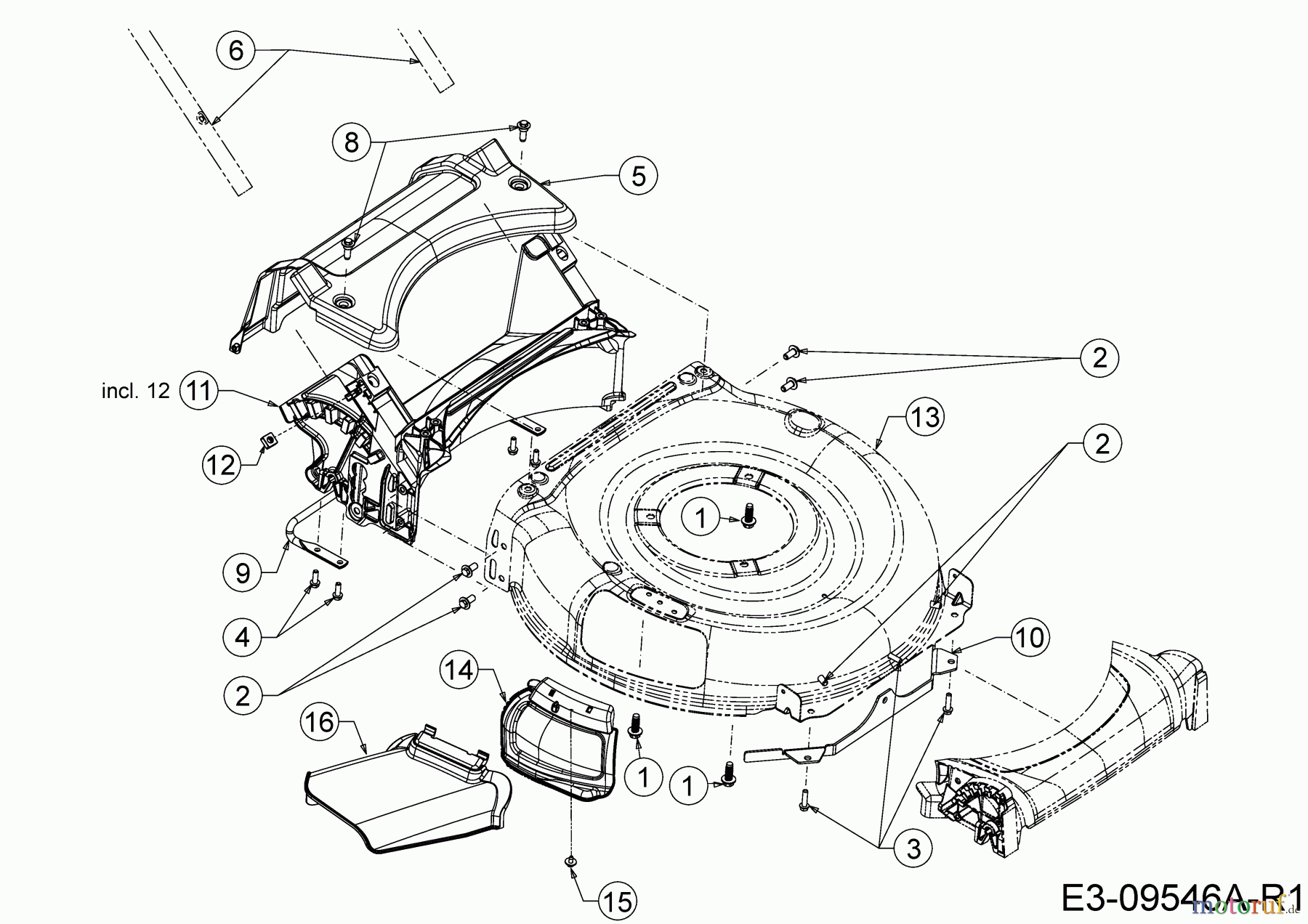 MTD Motormäher Smart 53 MB 11A-A05B600 (2020) Deflektor, Mähwerksgehäuse, Mulchklappe, Leitstück hinten