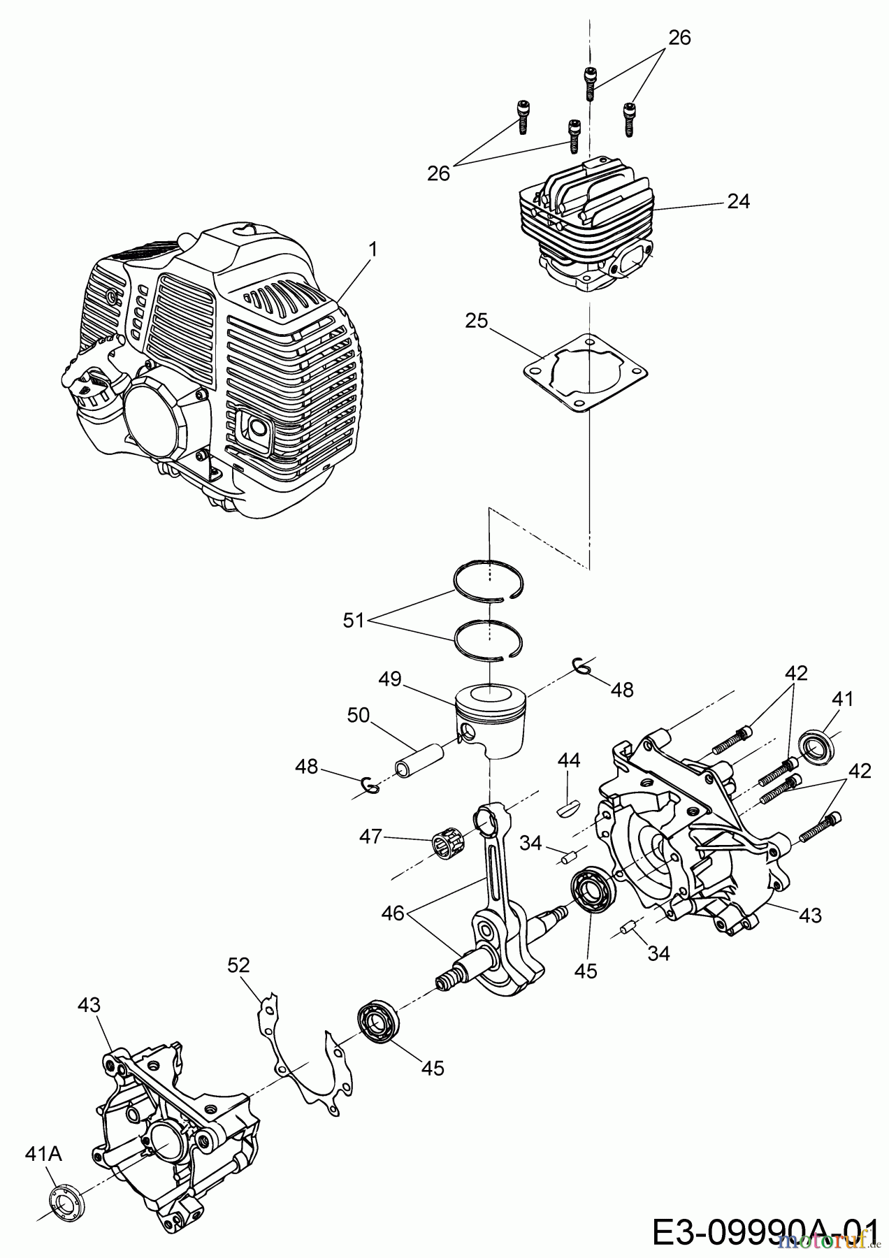  MTD Motorsensen 1043 AVS 41AD71YB678  (2019) Kurbelgehäuse, Motor, Zylinder