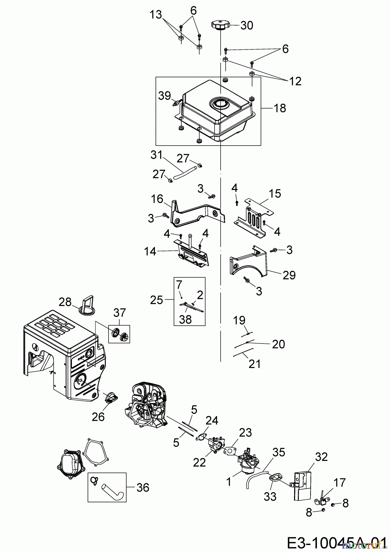 MTD-Motoren Horizontal 678-SH 752Z678-SH (2019) Regelung, Tank, Vergaser