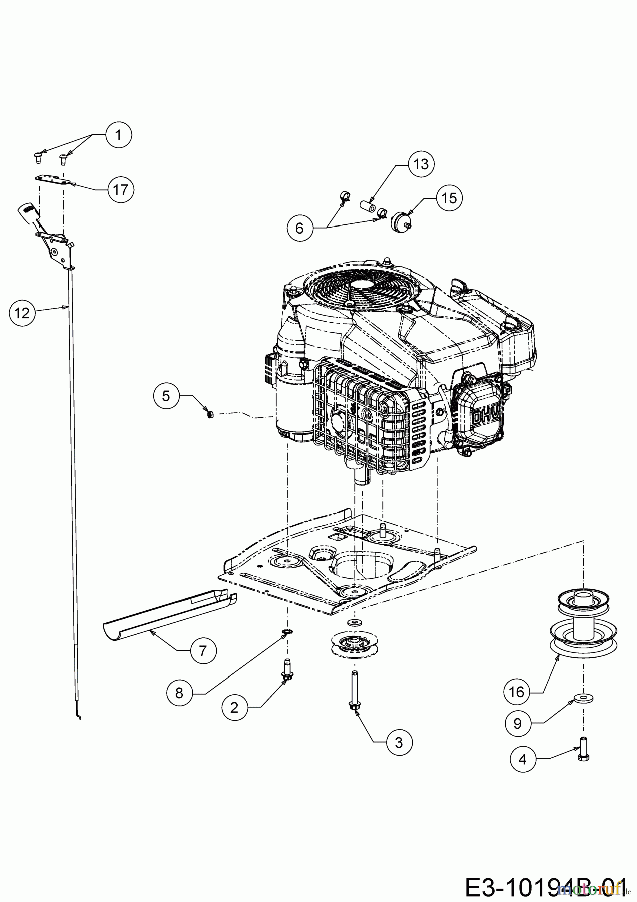 MTD Rasentraktoren Minirider 76 SDHE 13A721JD600 (2020) Gaszug, Motorkeilriemenscheibe, Motorzubehör