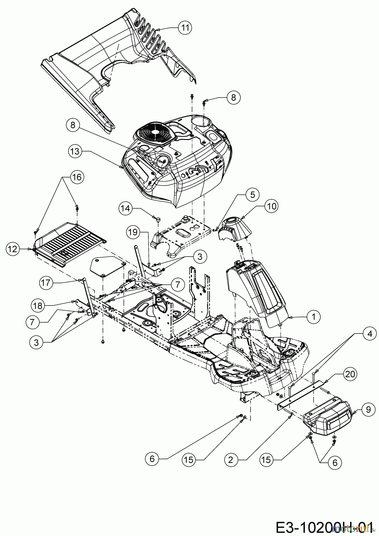 MTD Rasentraktoren Minirider 76 RDE 13B726SD600 (2020) Verkleidungen