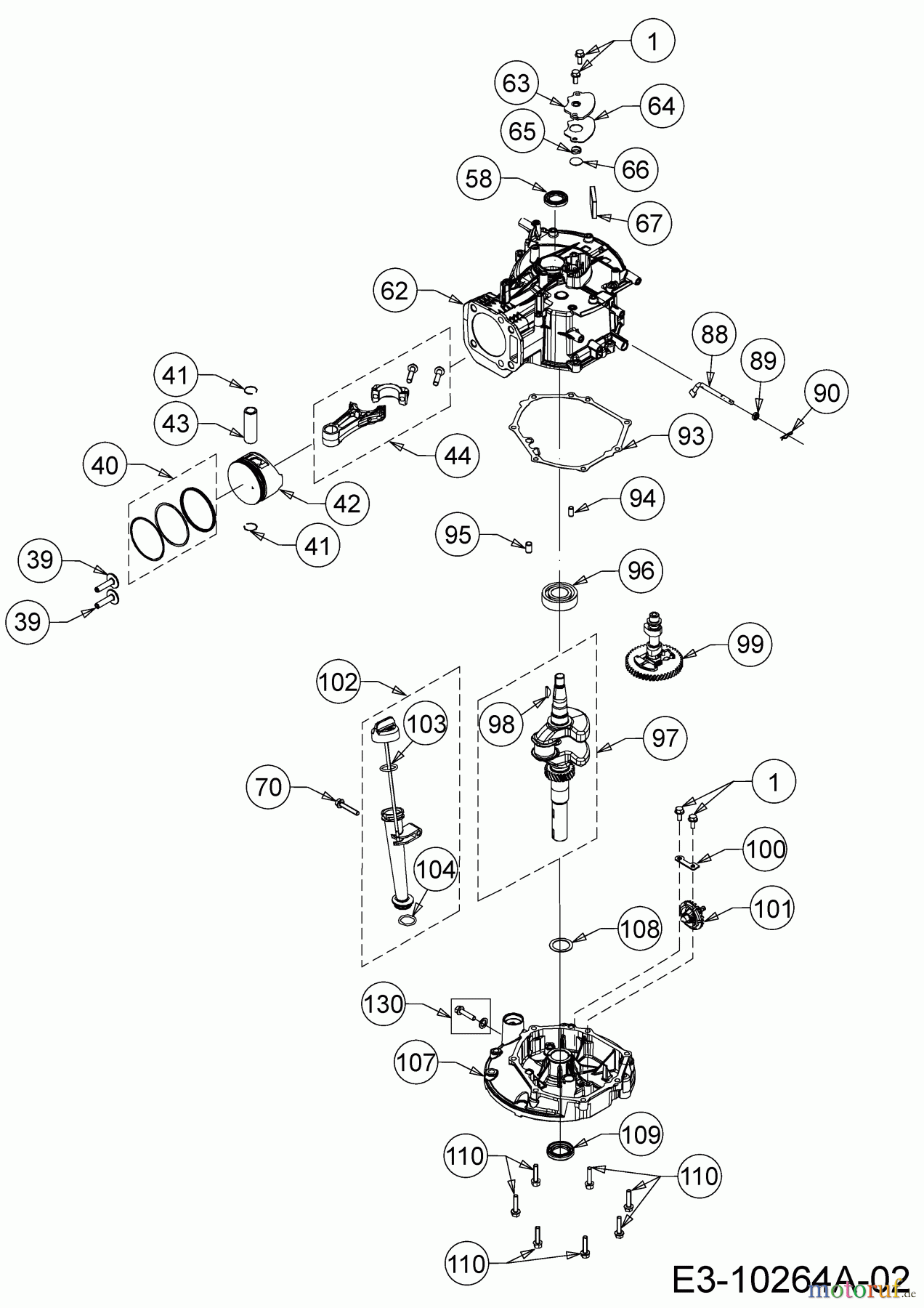 MTD-Motoren Vertikal 5X70RH 752Z5X70RH (2019) Kolben, Kurbelwelle, Nockenwelle, Pleuel