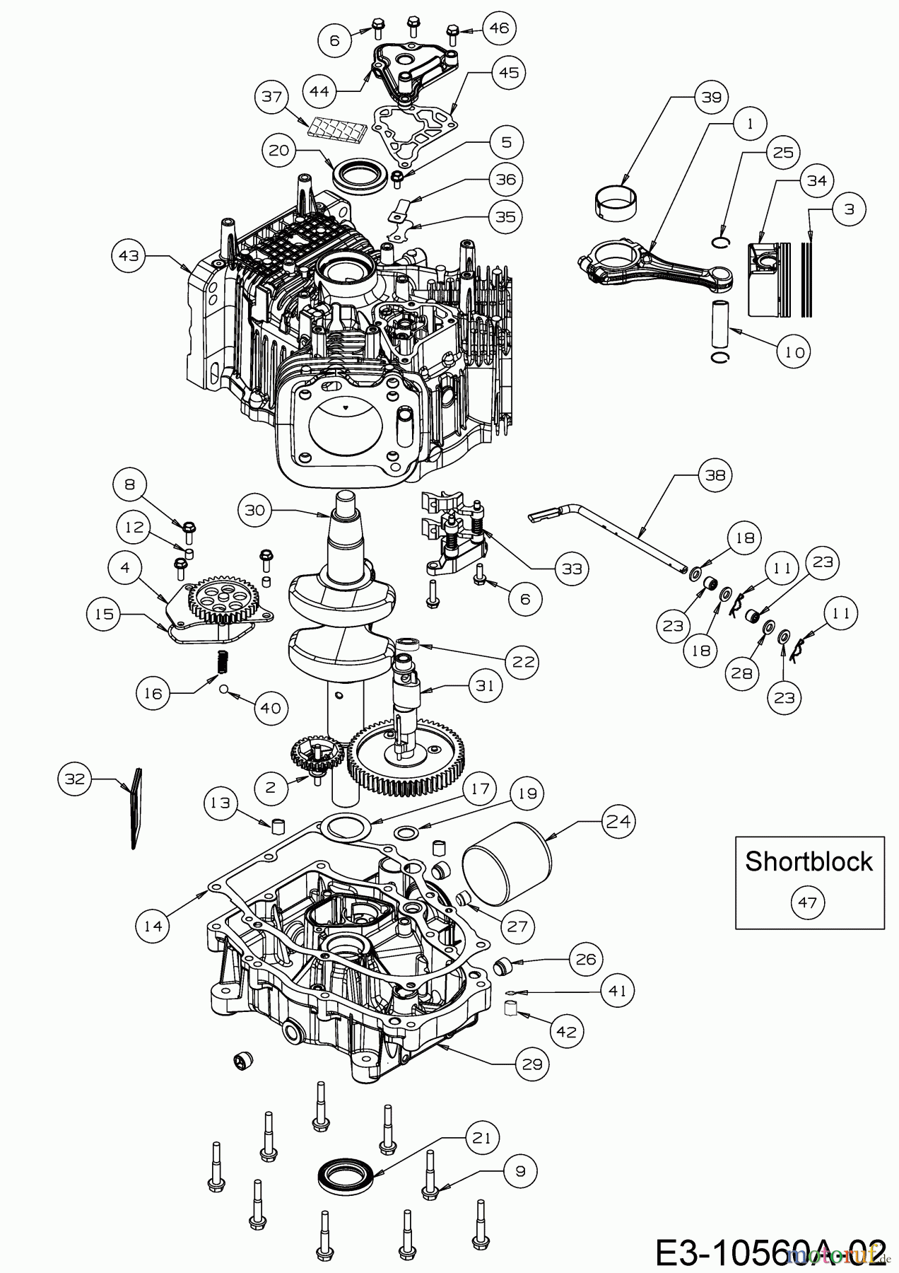 MTD-Motoren Vertikal 9Q78XU 752Z9Q78XU (2020) Kolben, Kurbelwelle, Nockenwelle, Pleuel