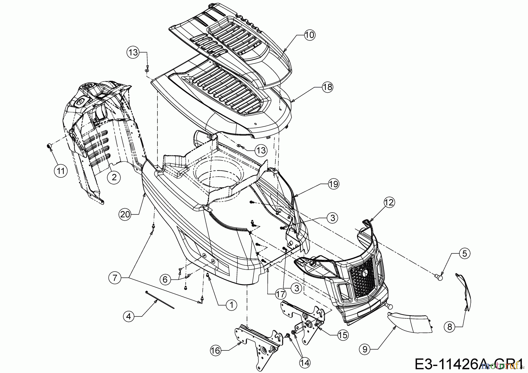 Helington Rasentraktoren H 92 H 13A871KE686 (2020) Motorhaube K-Style