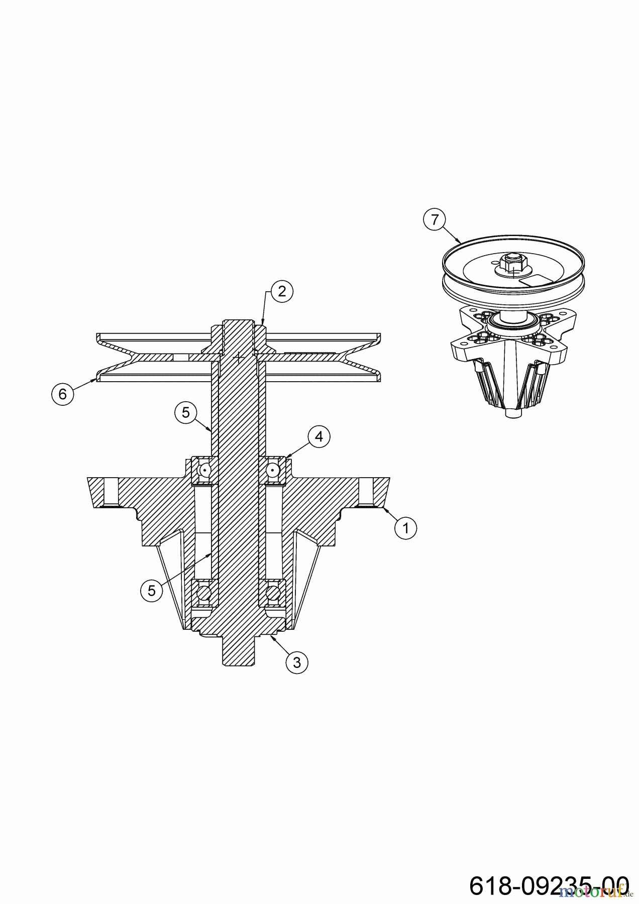  MTD Rasentraktoren Optima LG 200 H 13AJ78SS678 (2023) Messerspindel 618-09235