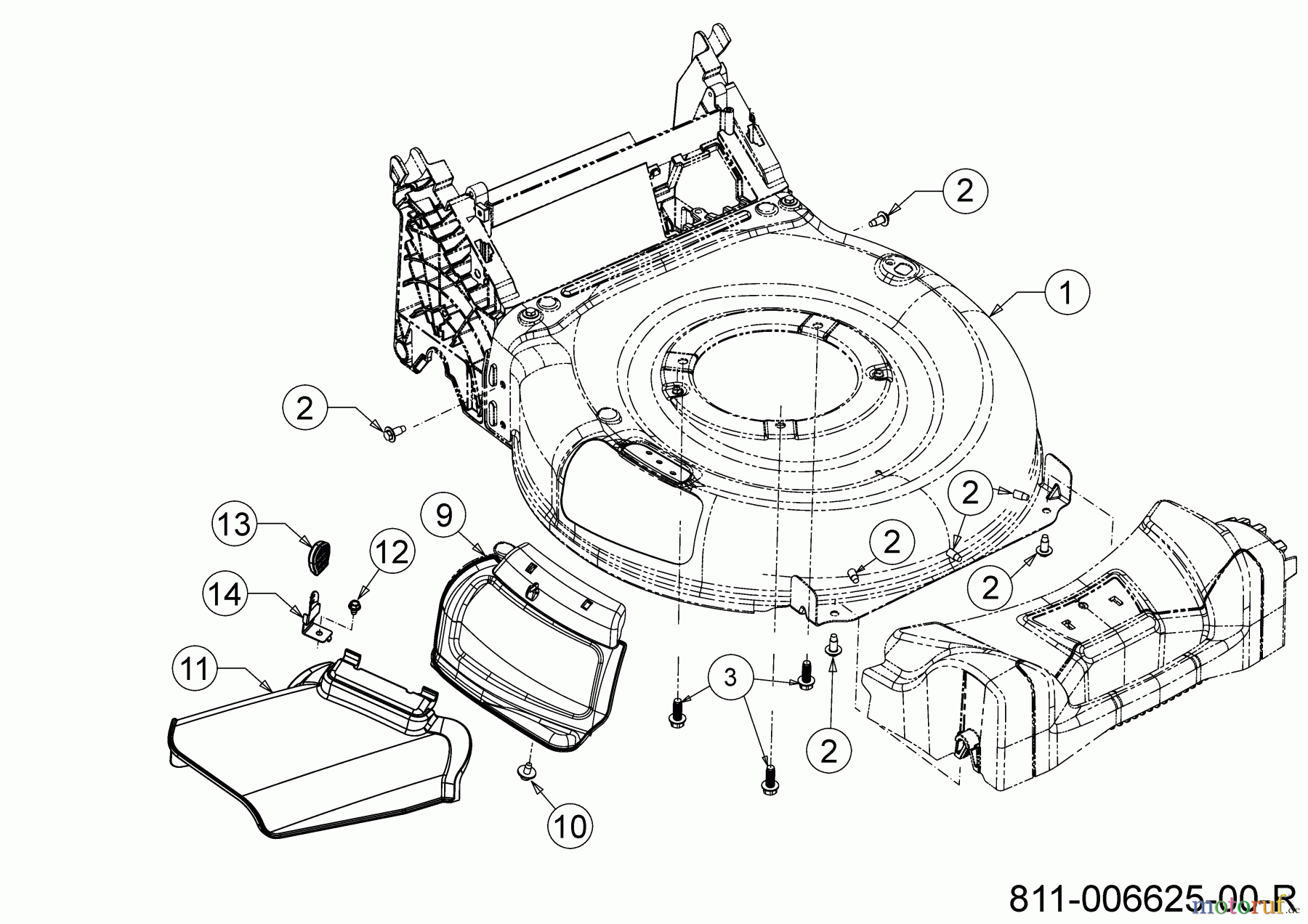MTD Motormäher mit Antrieb SP 53 HWBS 12C-PF7B600 (2021) Deflektor, Mähwerksgehäuse, Mulchklappe