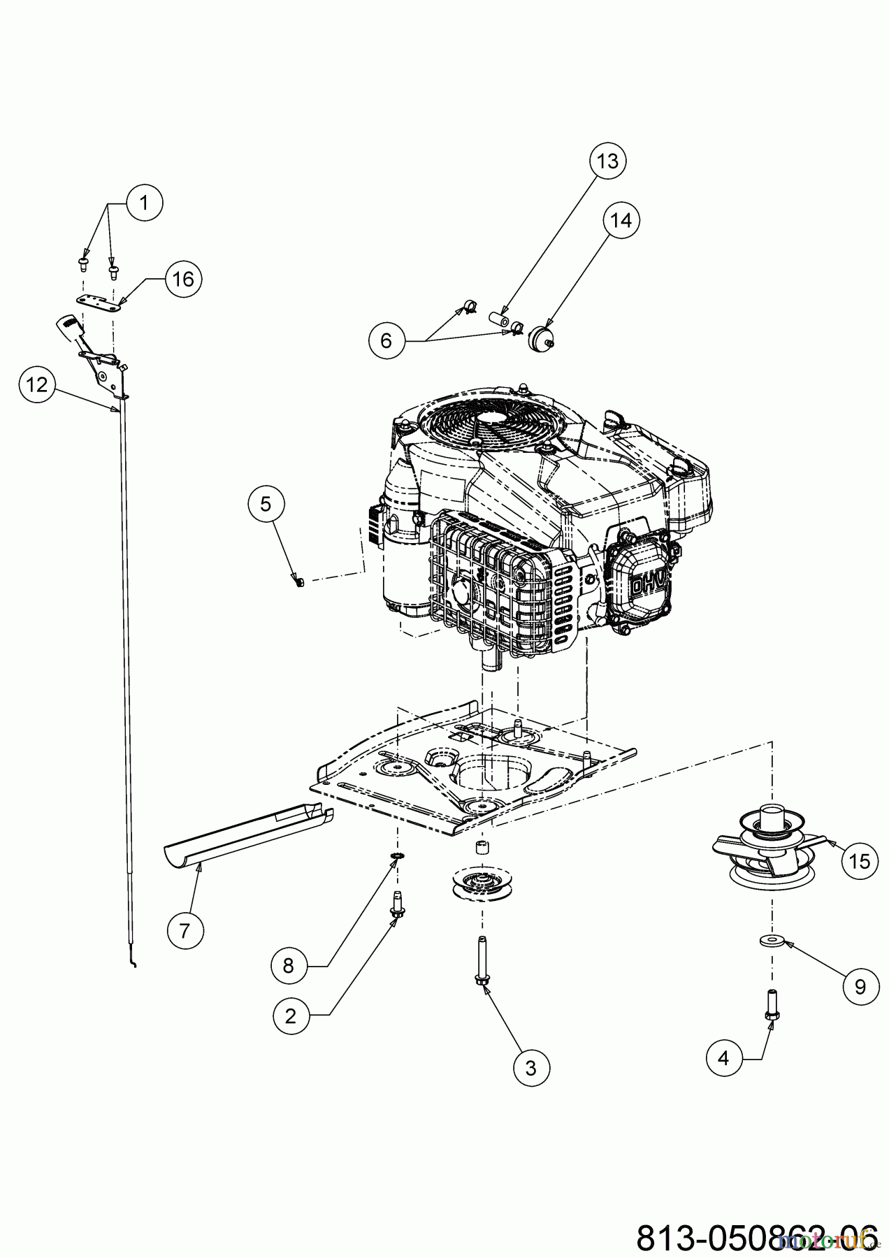 MTD Rasentraktoren Minirider 76 SDE 13C726JD600 (2023) Choke- und Gaszug, Motorkeilriemenscheibe, Motorzubehör