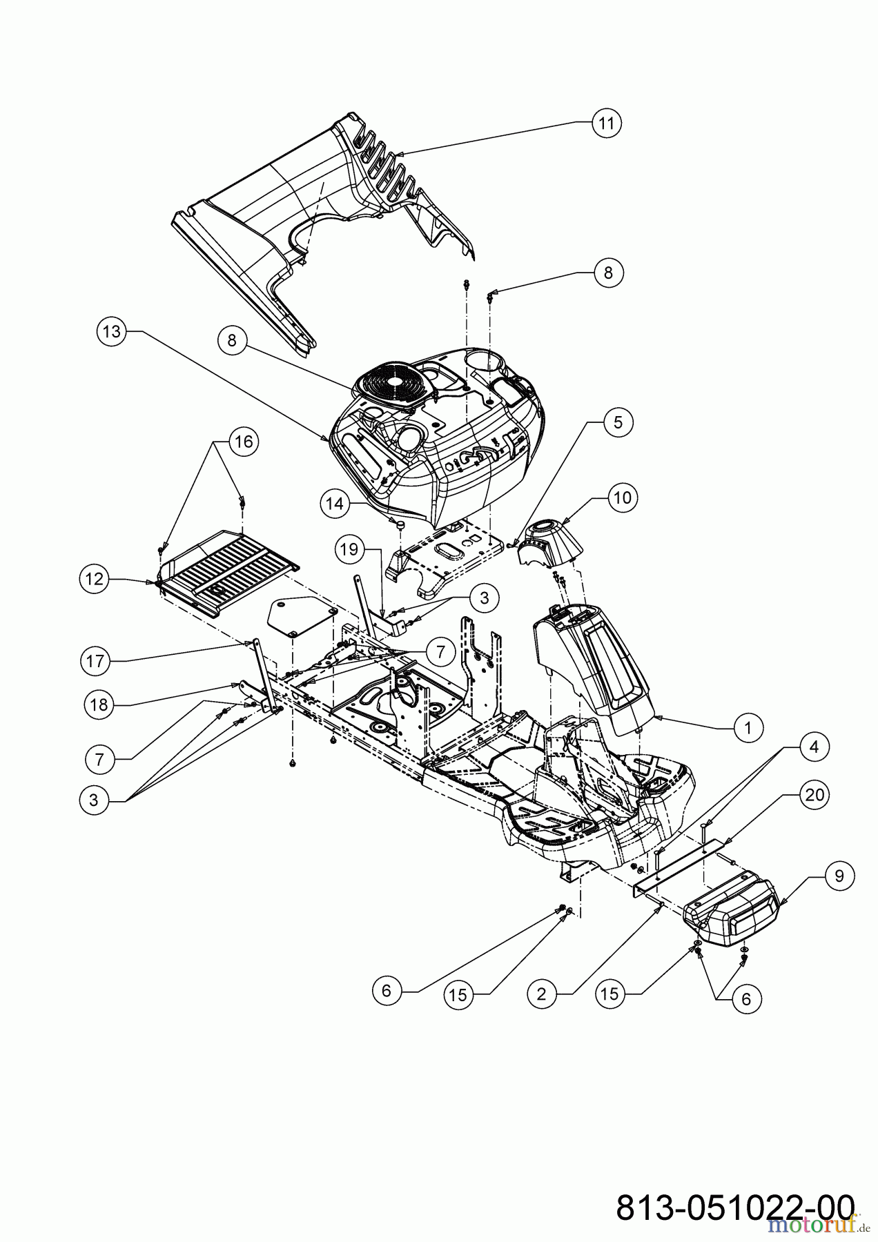  MTD Rasentraktoren Minirider 76 RDE 13B726SD600 (2022) Verkleidungen