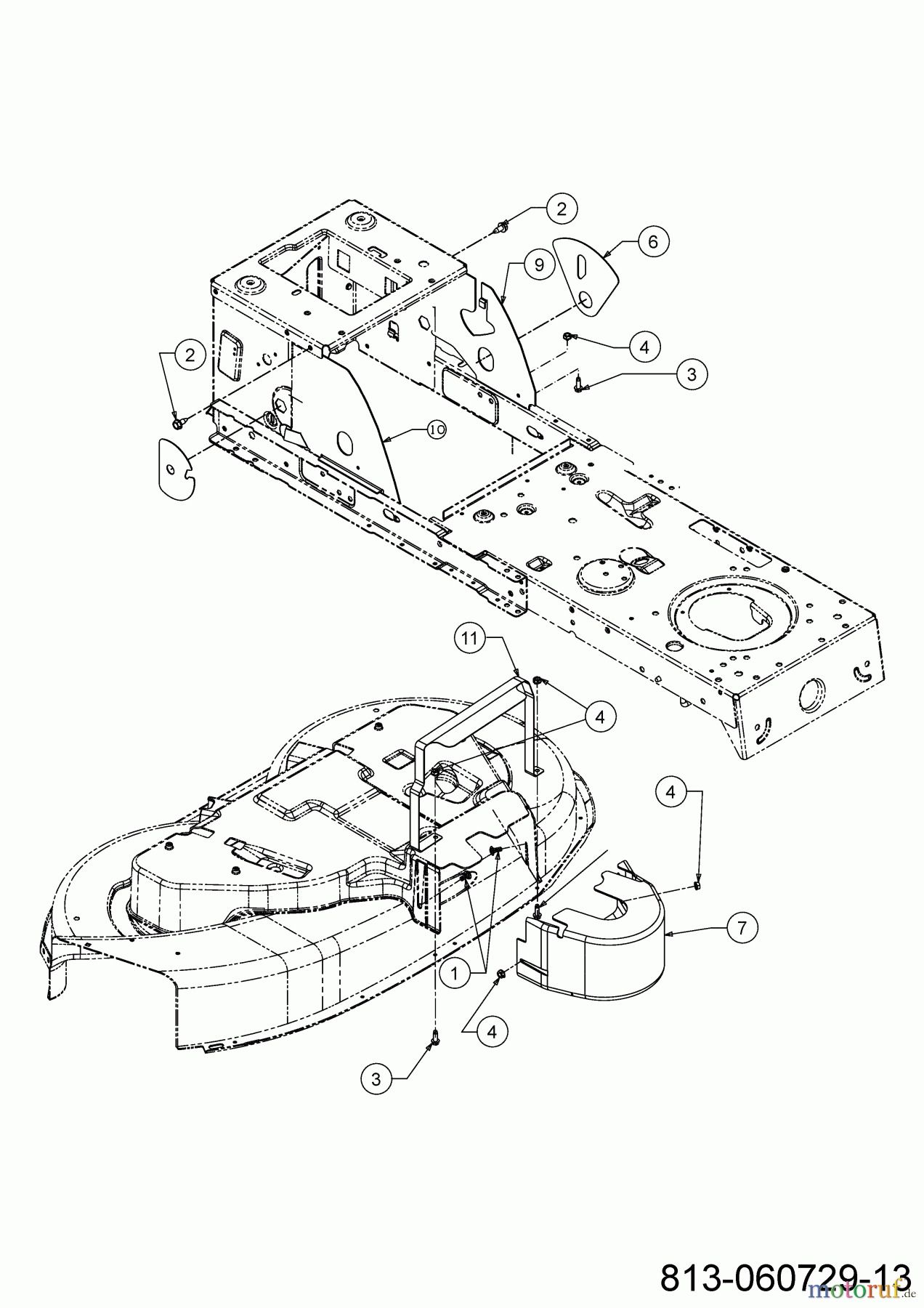 Tigara Rasentraktoren TG 15 / 96 HEM 13BB79KF649 (2021) Abdeckungen Mähwerk F (38