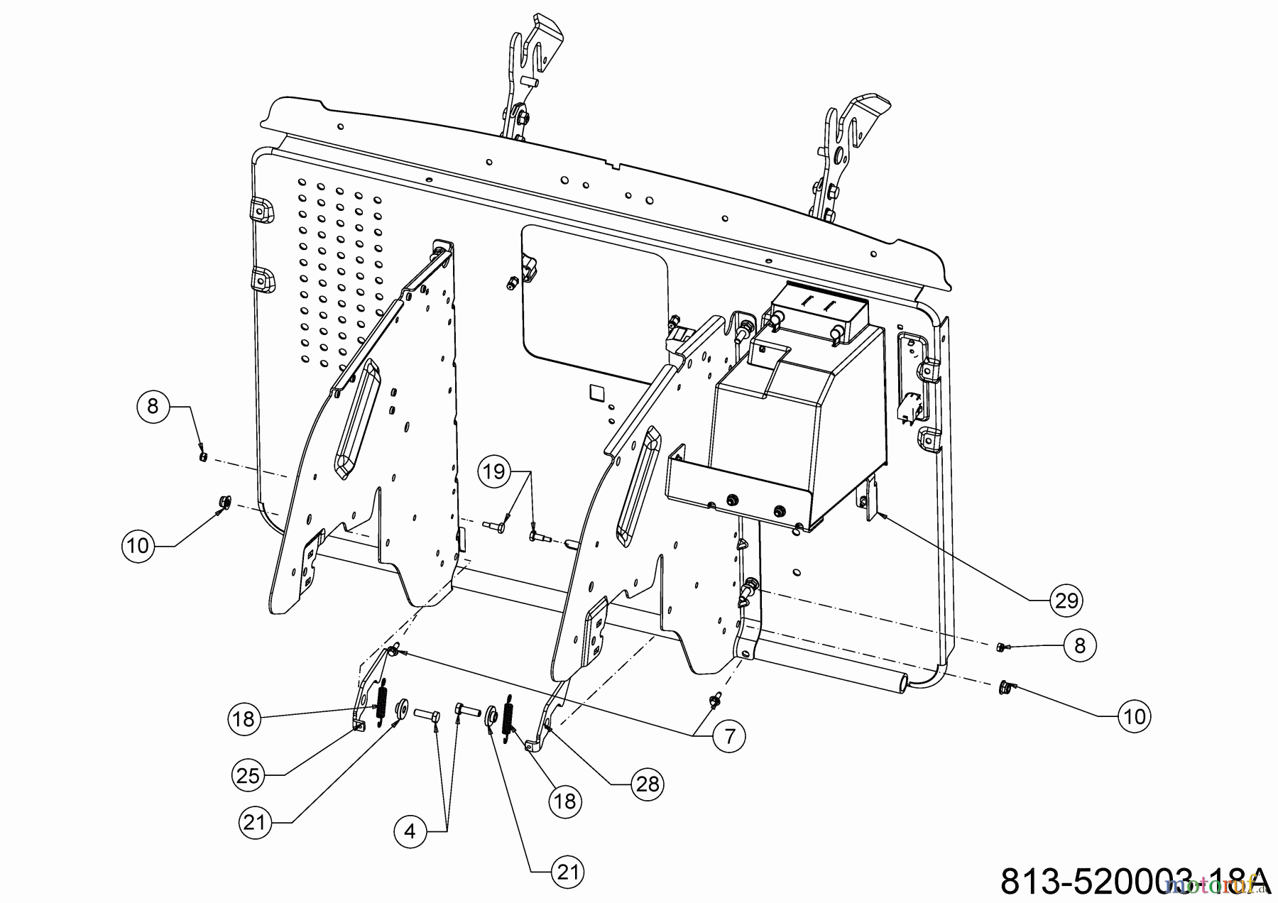 Black Edition Rasentraktoren 285-106 TWIN KH 13AFA1KR615 (2022) Heckplatte, Anschlag Batterieabdeckung
