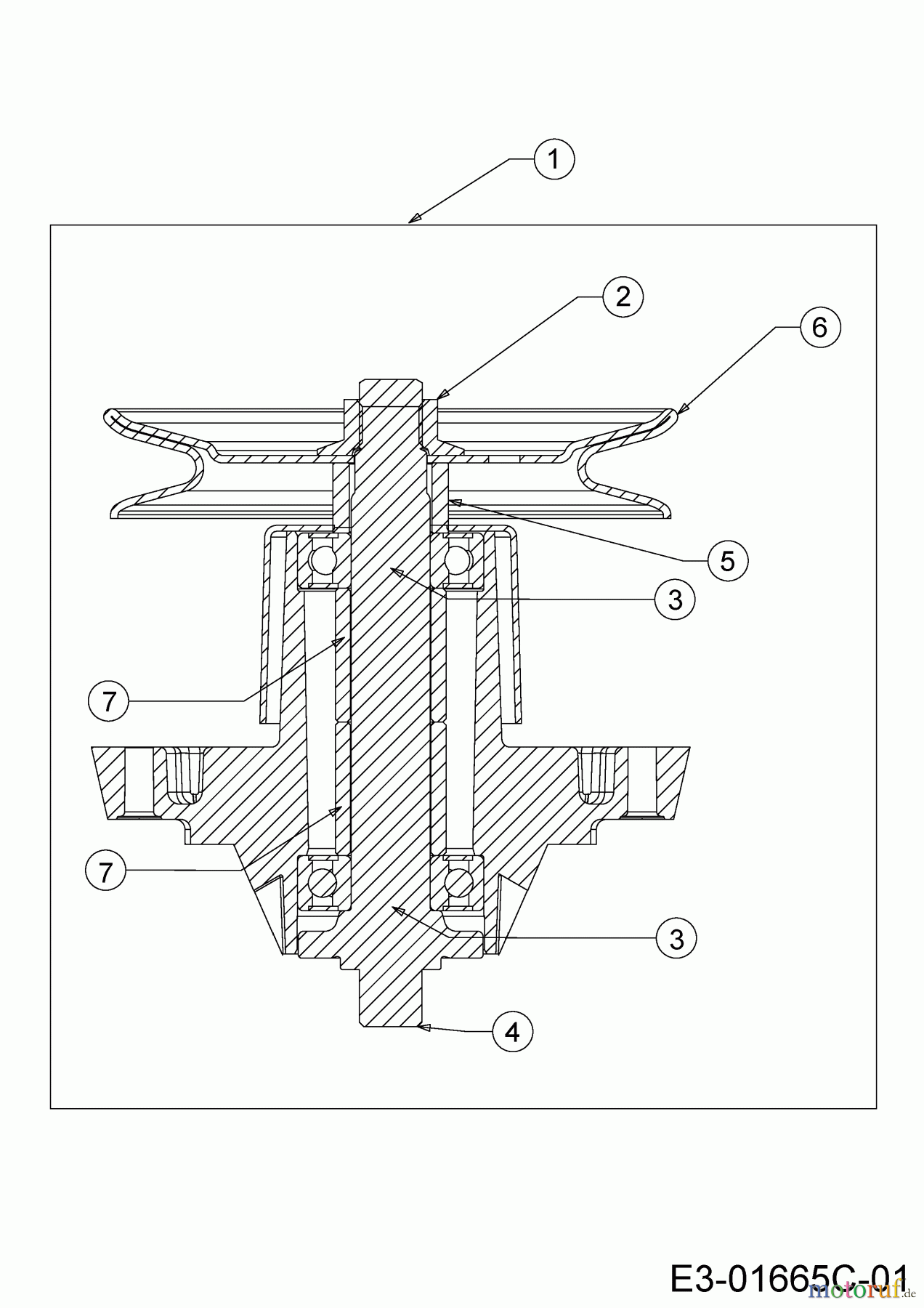 Troy-Bilt Rasentraktoren BRONCO 92T-R 13A871BE609 (2023) Messerspindel 618-0324D / 918-0324D