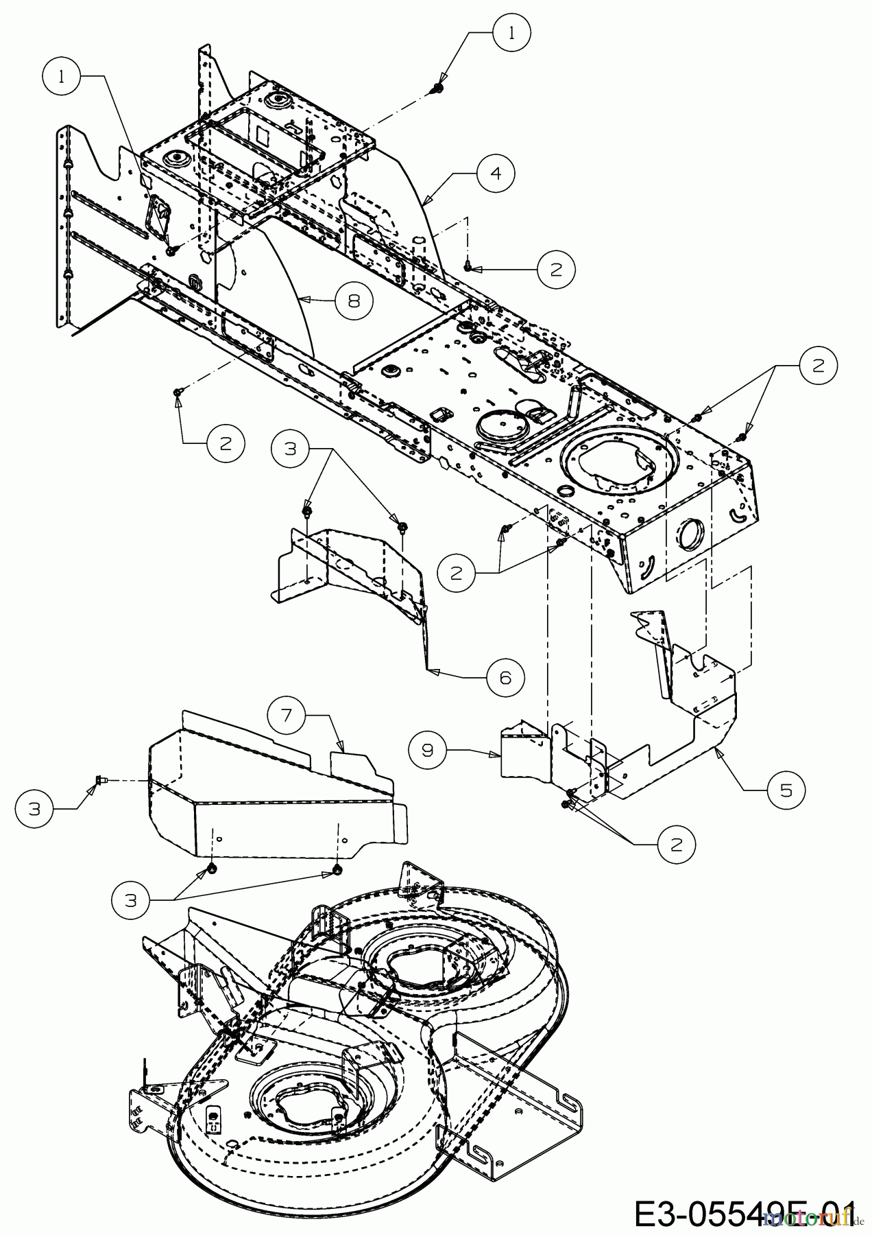 Riwall Rasentraktoren RLT 92 H 13BB715E623 (2021) Abdeckungen Mähwerk E (36