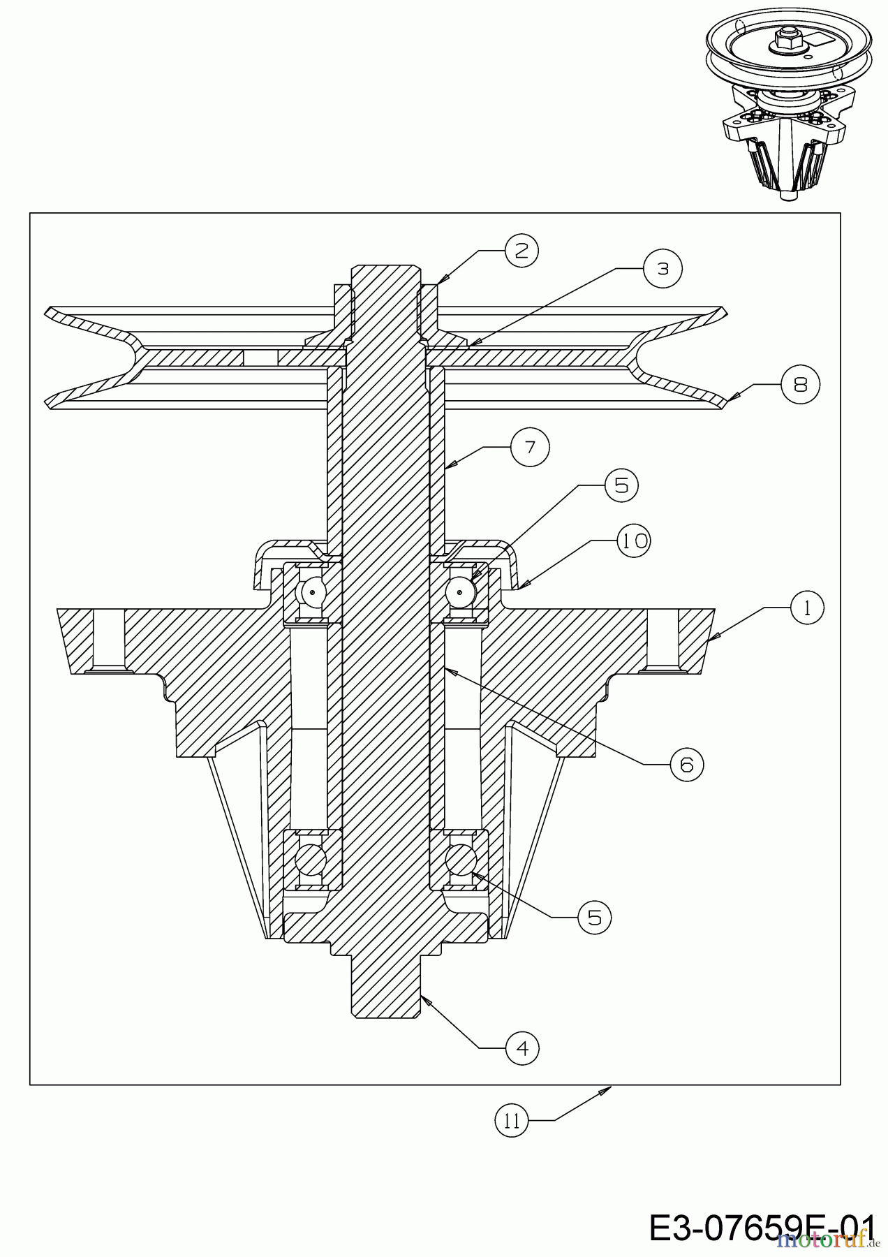 MTD Rasentraktoren Minirider 76 SDE 13C726JD600 (2023) Messerspindel 618-04822B