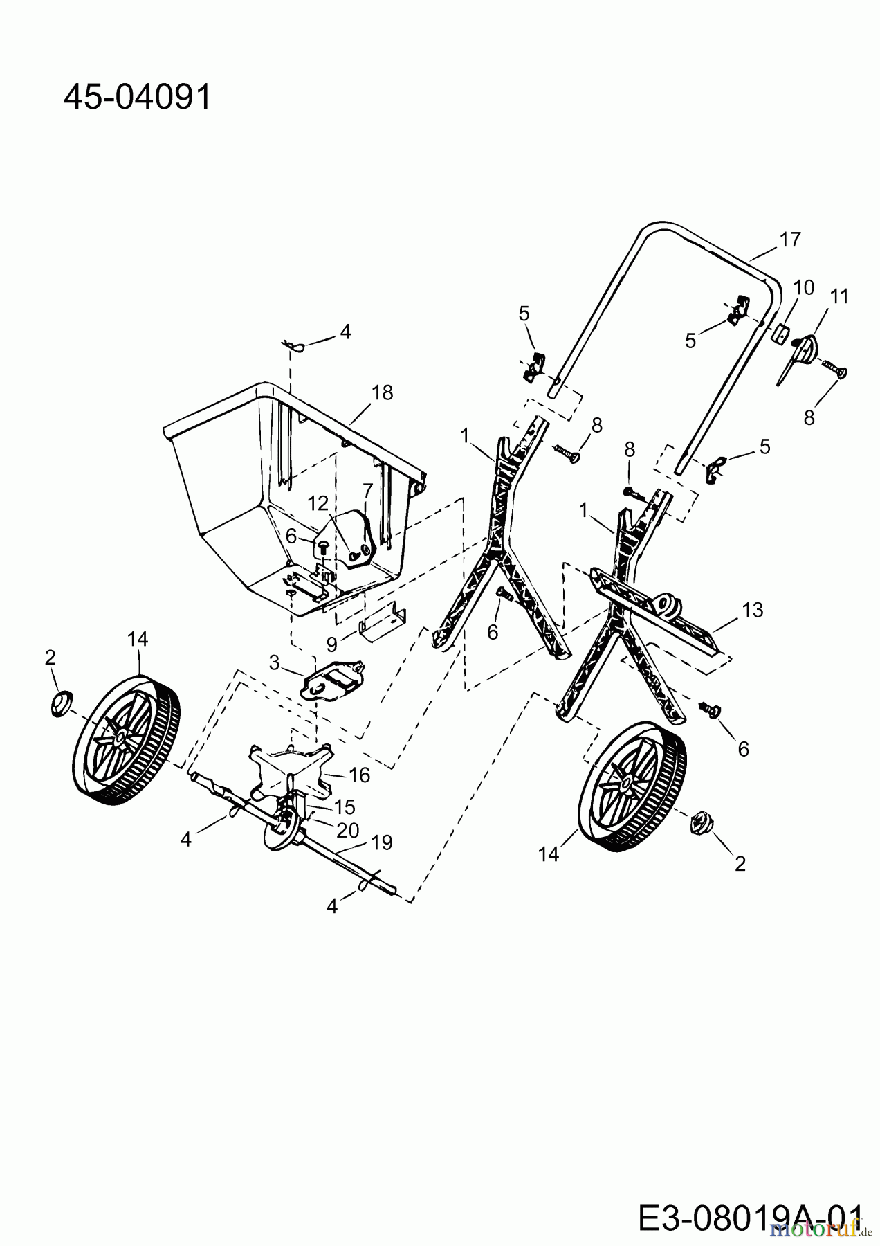 MTD Zubehör Zubehör handgeführte Geräte Streuer 45-04091 (190-701-000) 190-701-000 (2020) Grundgerät