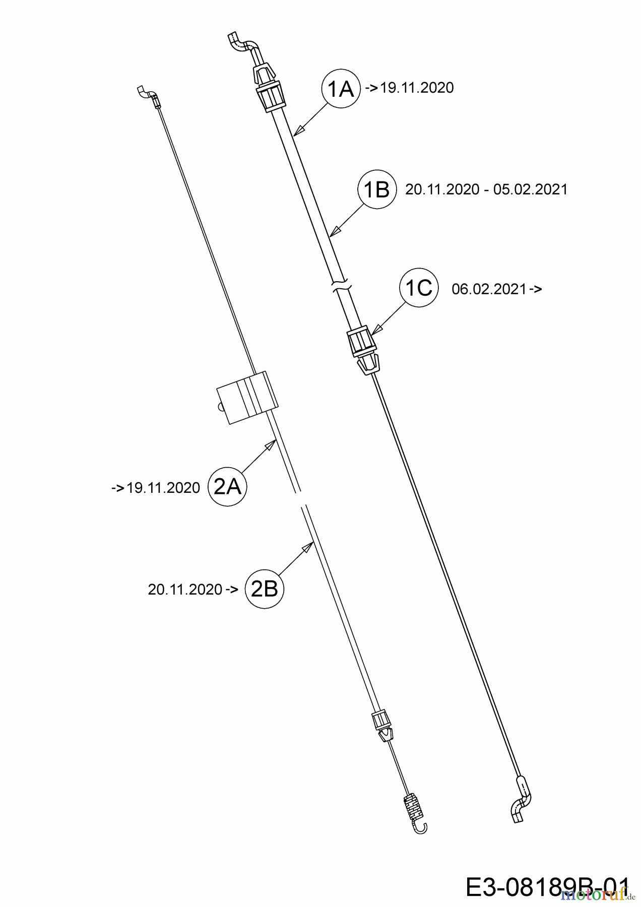 MTD Motormäher mit Antrieb BT 53 SP HW 12A-PFKC600 (2021) Bremszug, Schaltzug