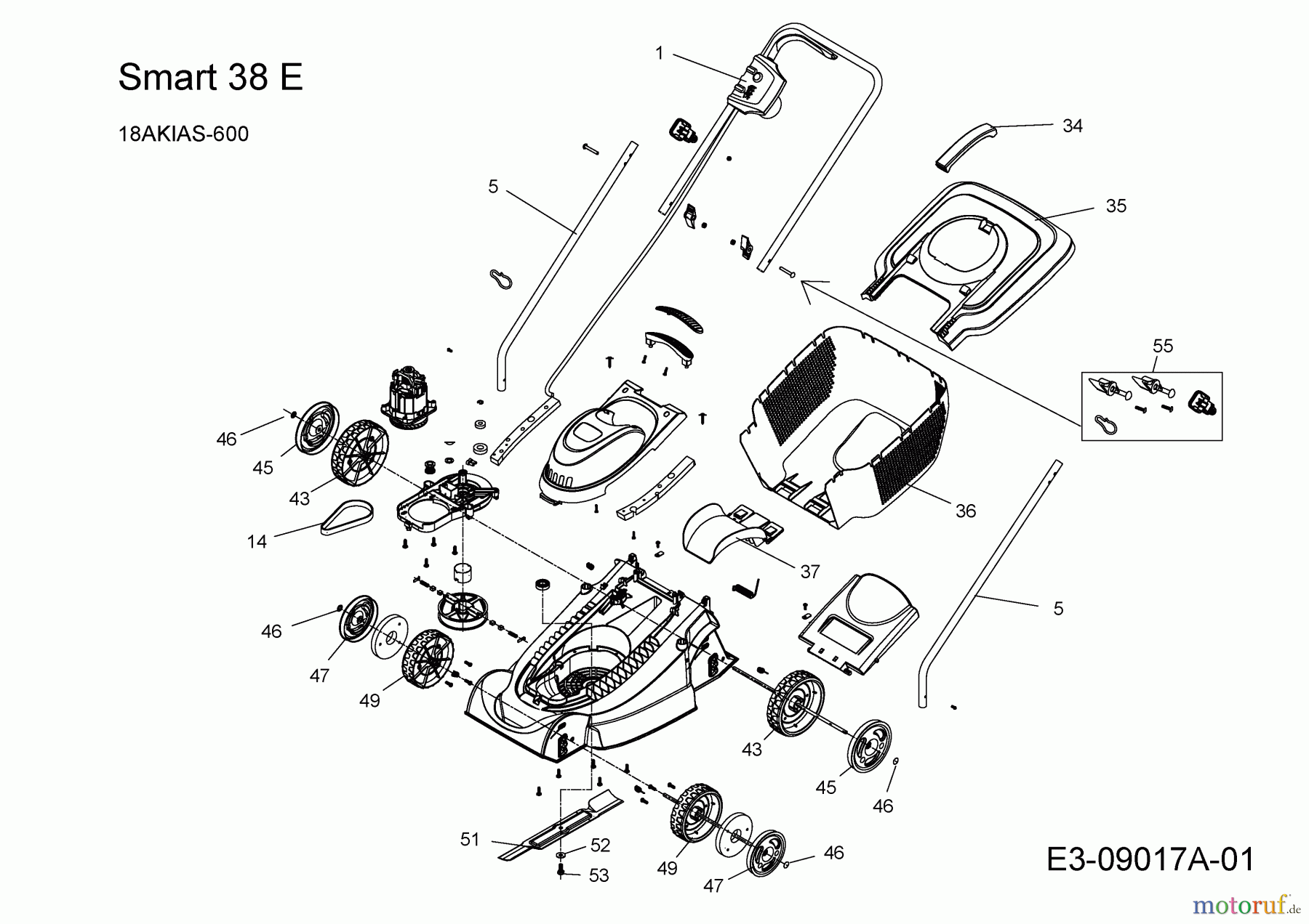  MTD Elektromäher Smart 38 E 18AKIAS-600 (2022) Grundgerät
