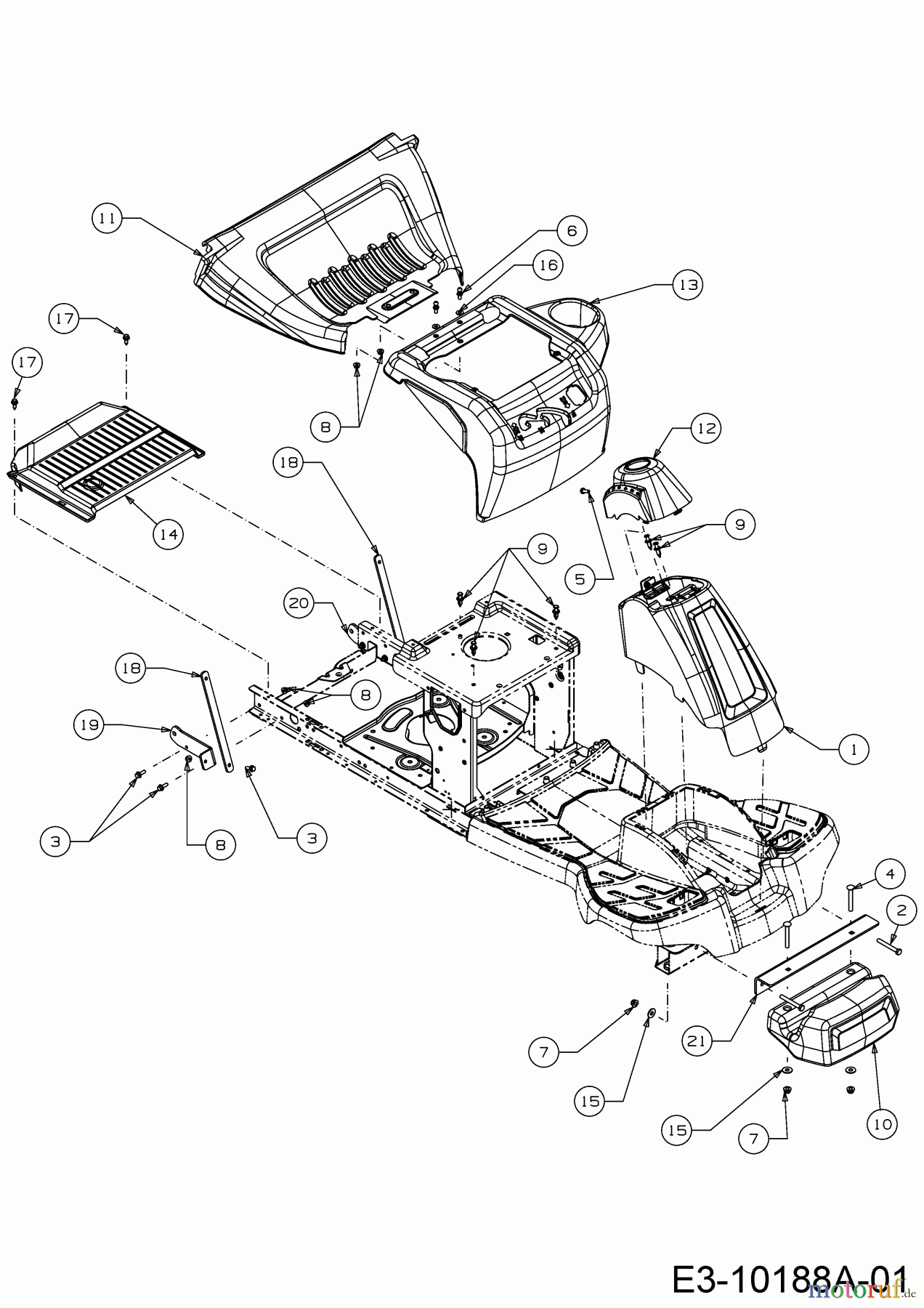 MTD Rasentraktoren Minirider 60 RDE 13BA26SC600 (2021) Frontgewicht, Verkleidungen