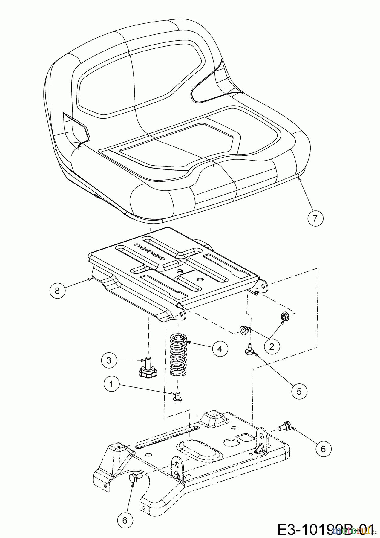 MTD Rasentraktoren Minirider 76 SDE 13C726JD600 (2023) Sitz, Sitzträger