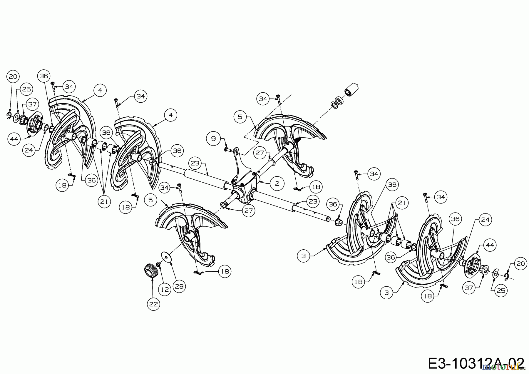  MTD Zubehör Zubehör Garten- und Rasentraktoren Schneefräsen für A Serie (NX 15) Seitenauswurf 19A40024100  (2019) Schnecke, Schneckenantrieb
