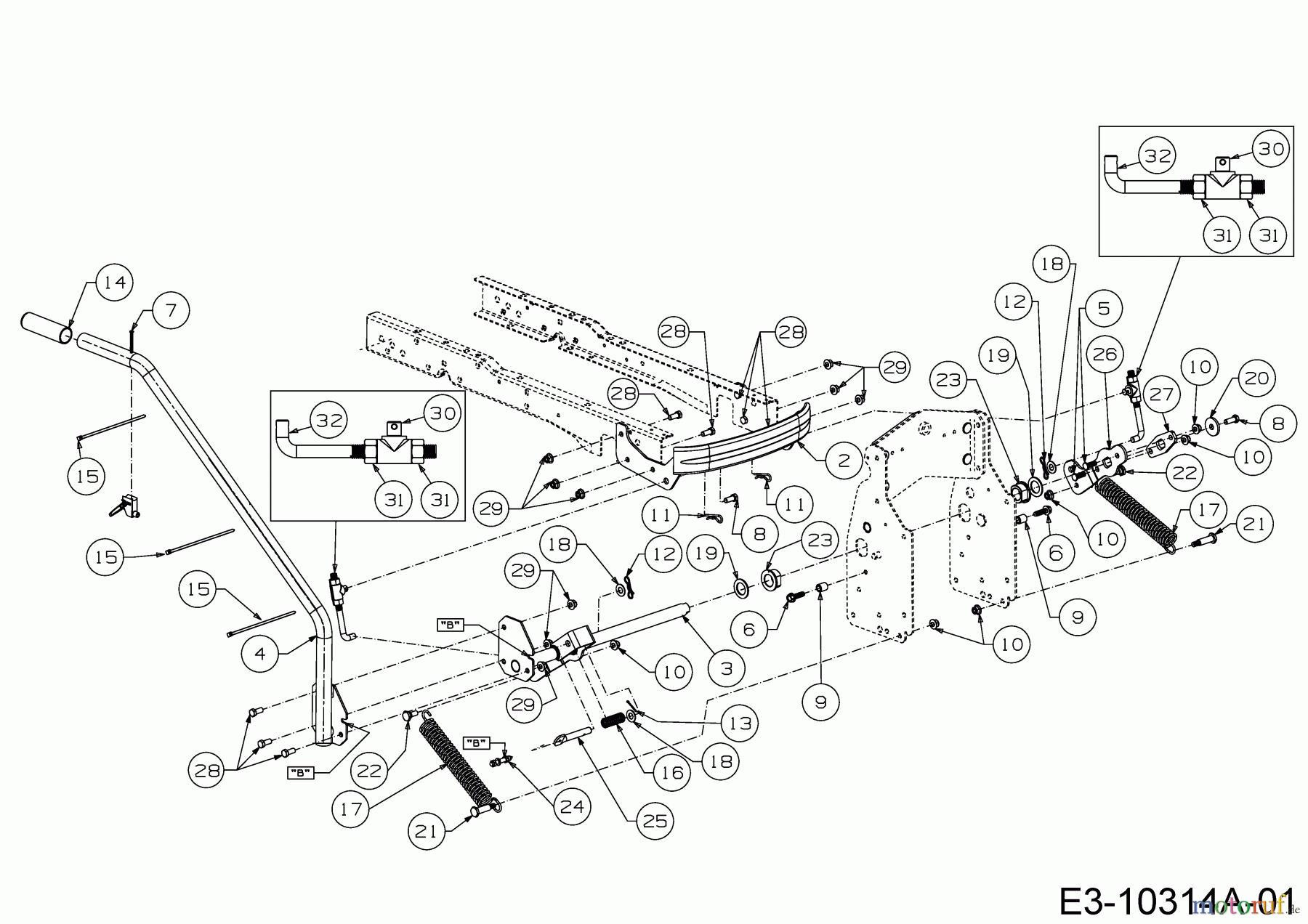 MTD Zubehör Zubehör Garten- und Rasentraktoren Schneefräsen für A Serie (NX 15) Seitenauswurf 19A40024100 (2019) Aushebung