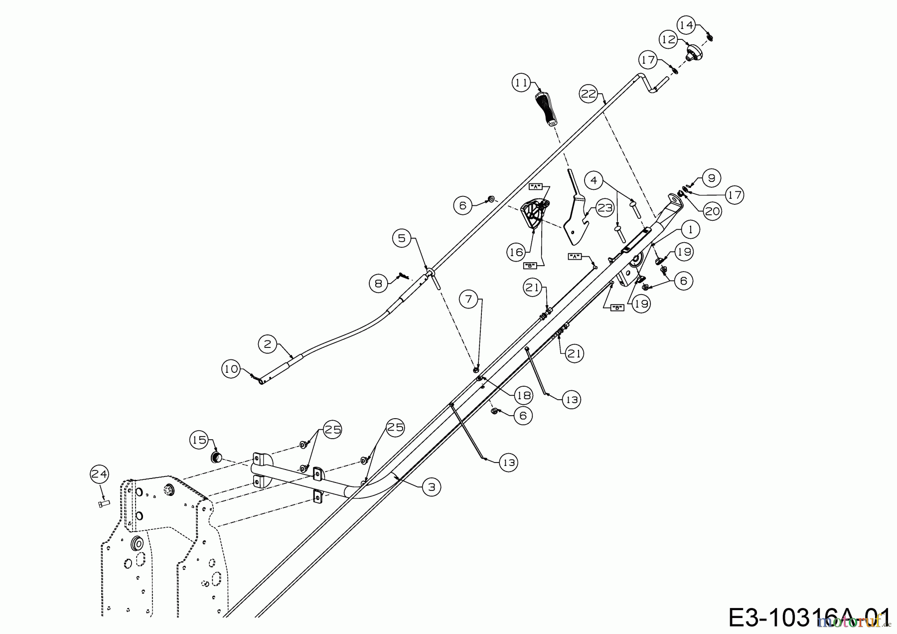 MTD Zubehör Zubehör Garten- und Rasentraktoren Schneefräsen für A Serie (NX 15) Seitenauswurf 19A40024100 (2019) Verstellhebel Auswurfschacht