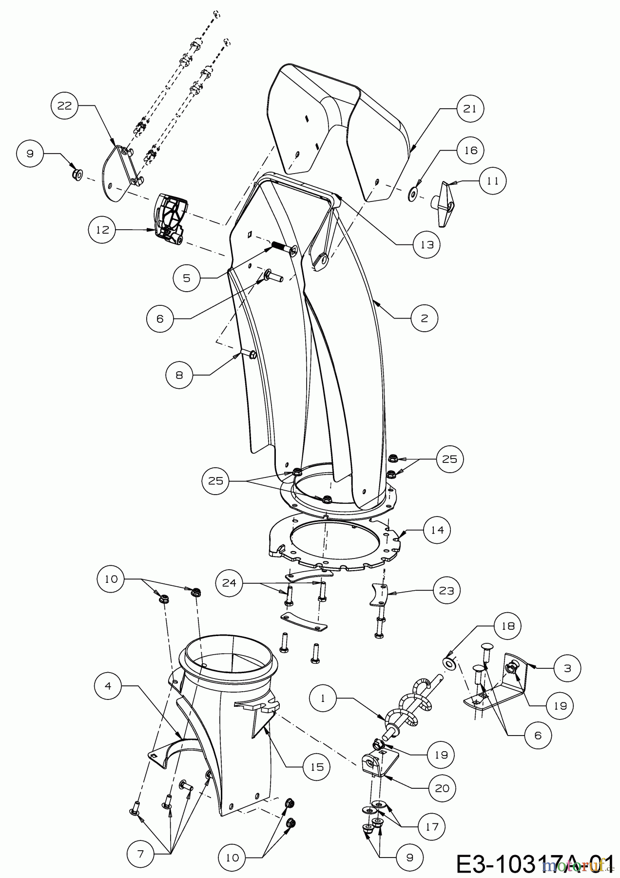 MTD Zubehör Zubehör Garten- und Rasentraktoren Schneefräsen für A Serie (NX 15) Seitenauswurf 19A40024100 (2019) Auswurfschacht