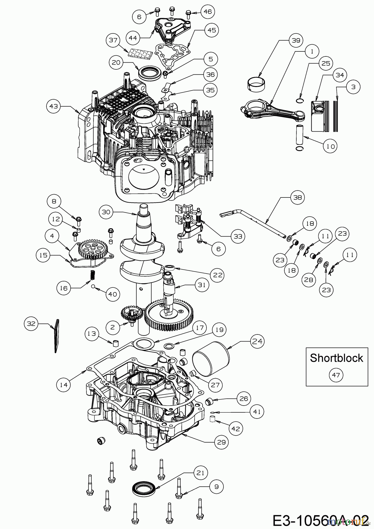  MTD-Motoren Vertikal 9Q78HW 752Z9Q78HW (2020) Kolben, Kurbelwelle, Nockenwelle, Pleuel